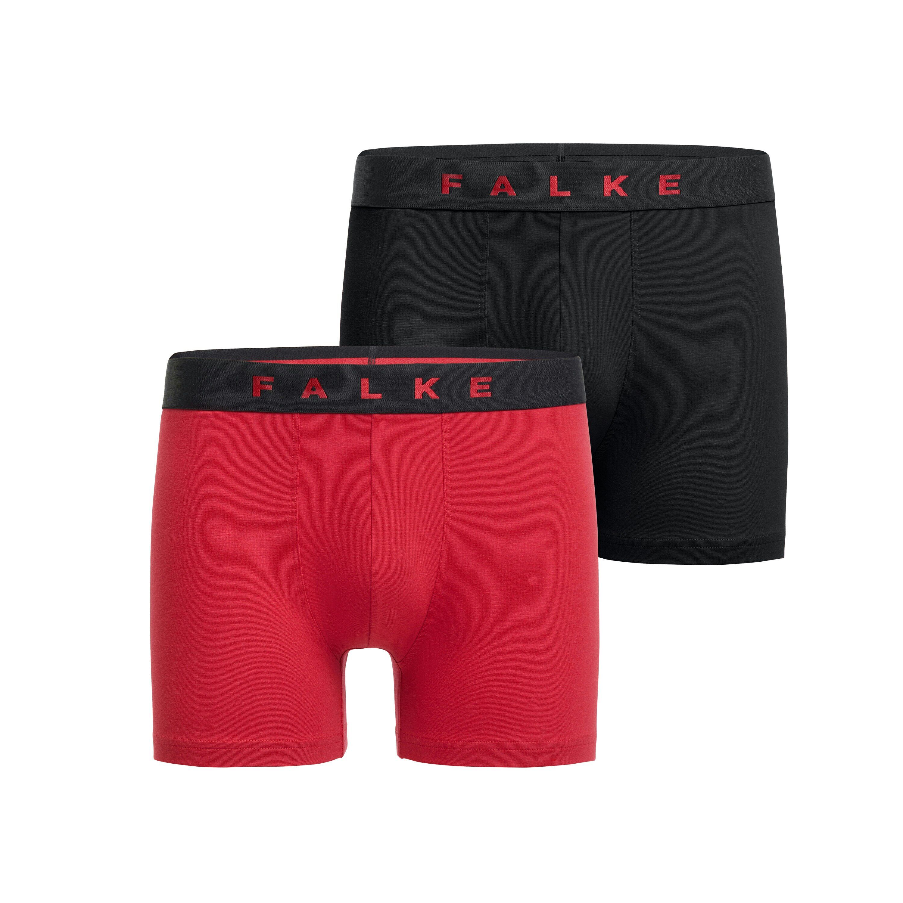 FALKE 2-pack heren boxer Daily Comfort, boxers normale lengte, zwart en rood