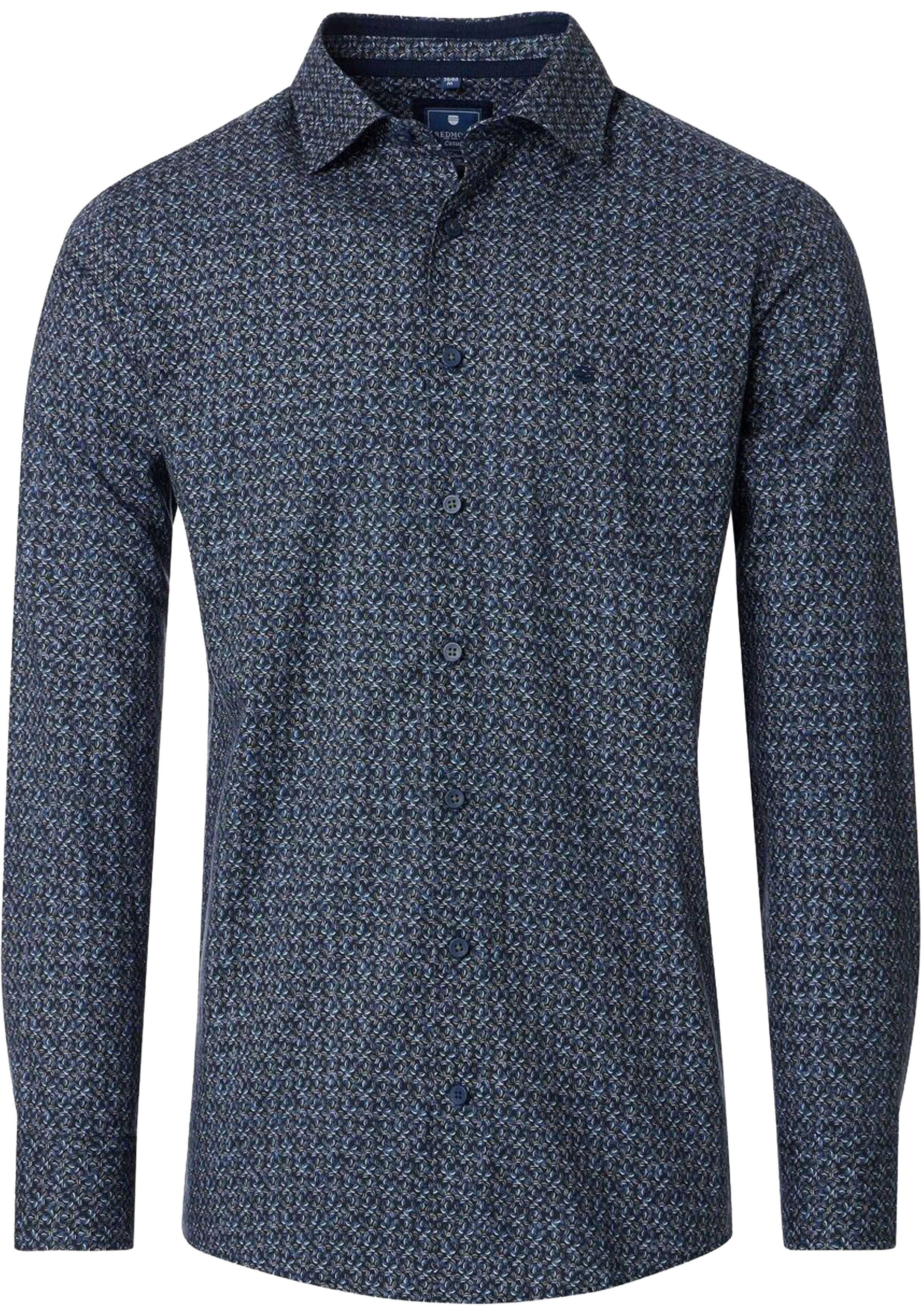 Redmond comfort fit overhemd, popeline, groen dessin