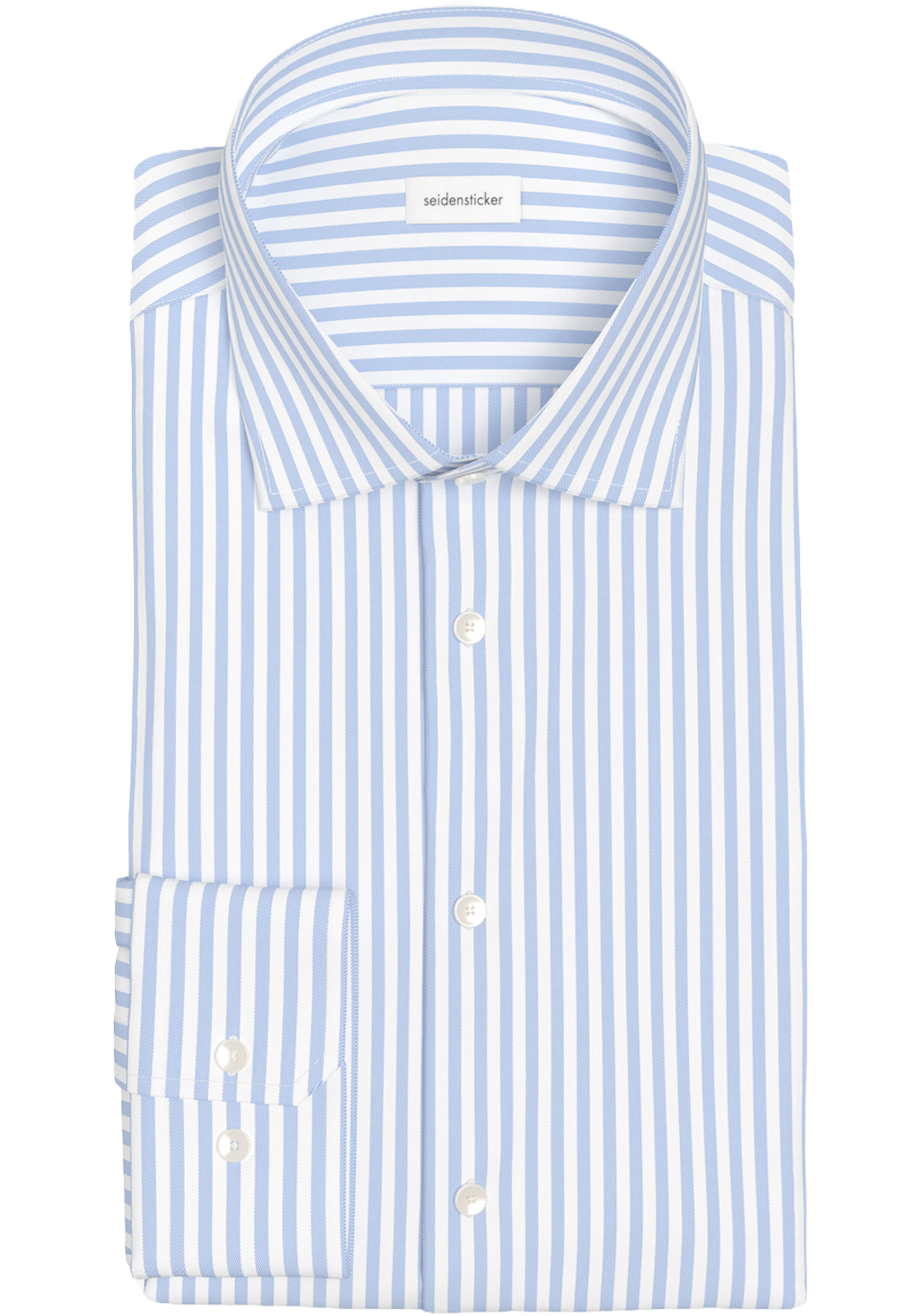 Seidensticker shaped fit overhemd, popeline, blauw gestreept
