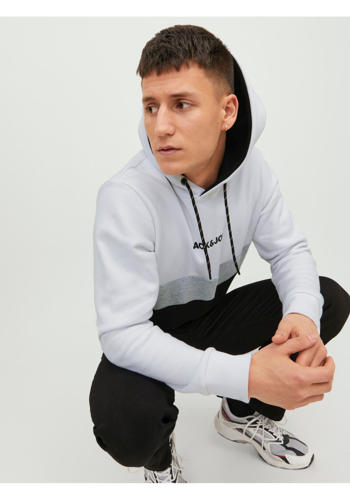 image_8_jj__4206140__creativejpgv30deb4391d2ae09c7fdf08a1426774475669 JACK & JONES Reid blocking sweat hood regular fit, heren hoodie katoenmengsel met capuchon, wit