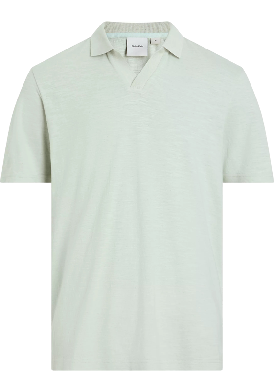 Calvin Klein Linen Cotton Cuban Regular Polo, heren poloshirt, lichtgroen Calvin Klein Linen Cotton Cuban Regular Polo, heren poloshirt, lichtgroen