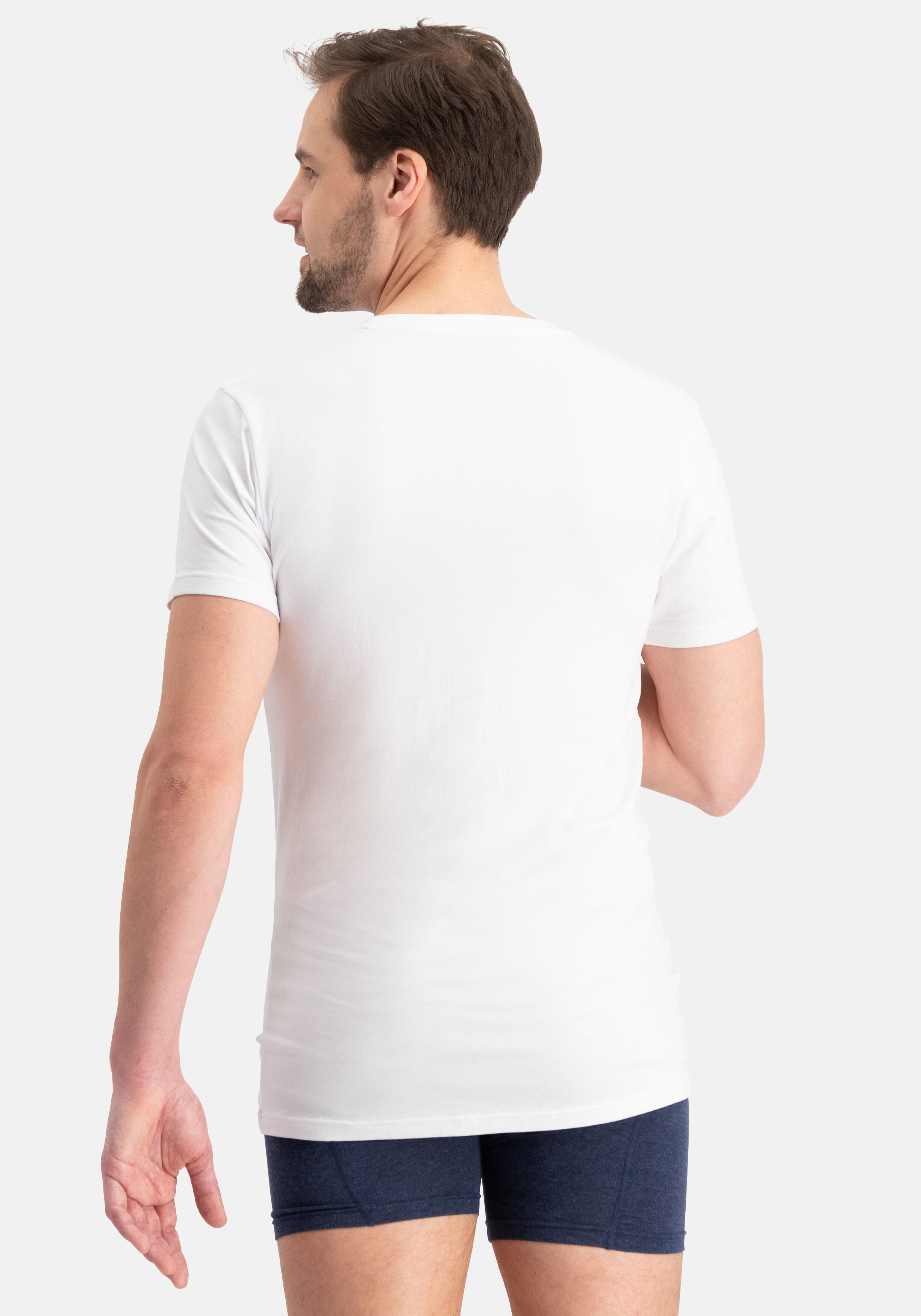 Bamboo Basics Vigo slimfit V-neck T-shirt (2-pack), heren slim fit T-shirt diepe V-hals, wit