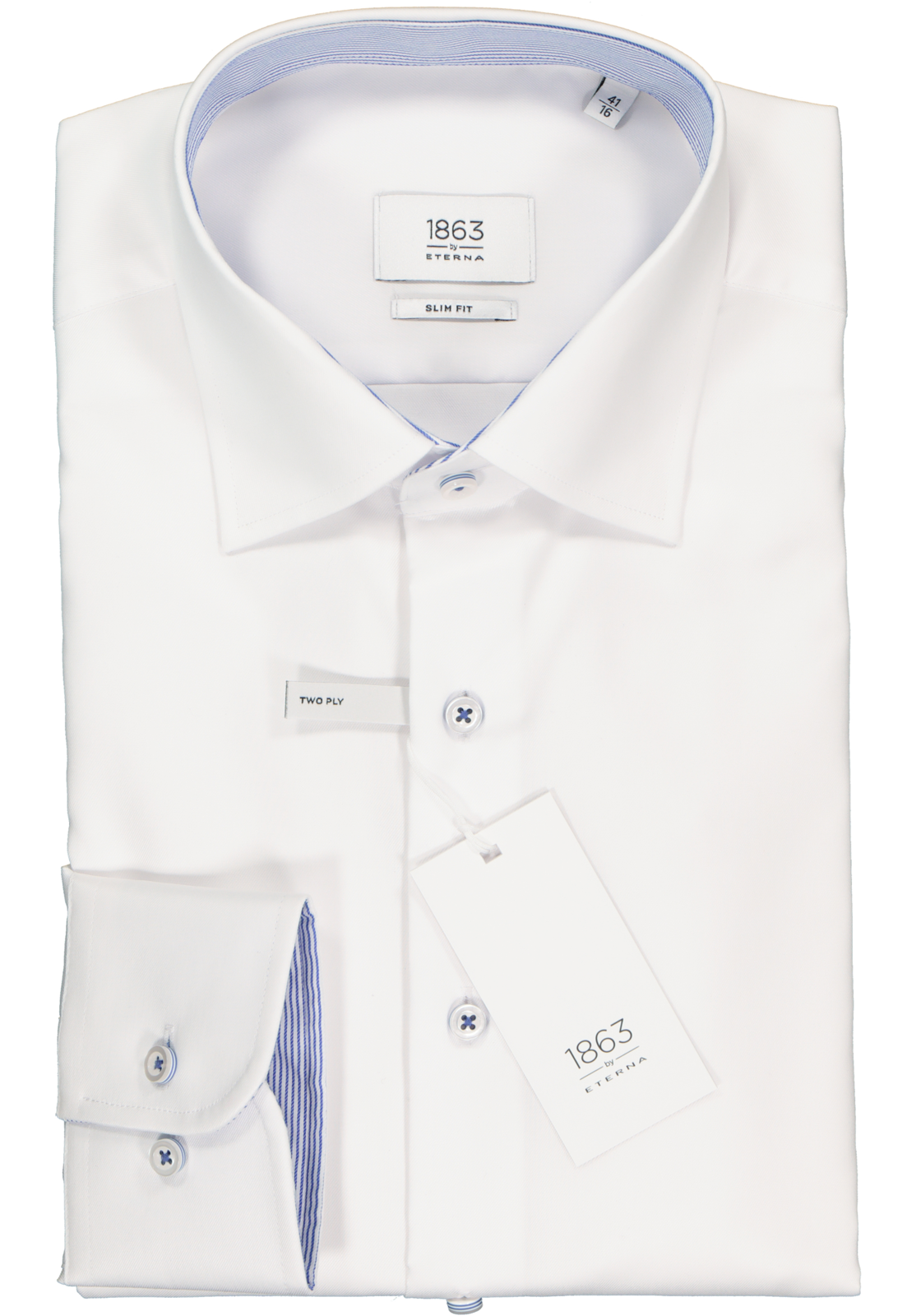 2-4062403829189_eterna-overhemd_HR ETERNA 1863 slim fit premium overhemd, 2-ply twill heren overhemd, wit (contrast)