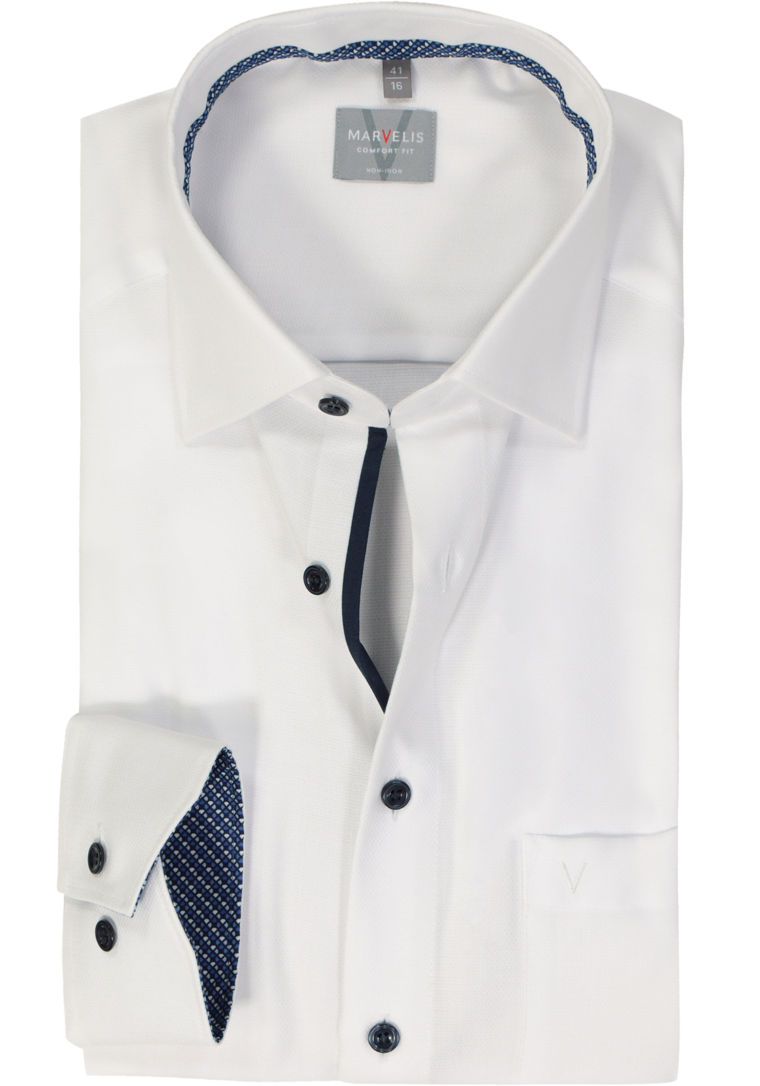 MARVELIS comfort fit overhemd, structuur, wit