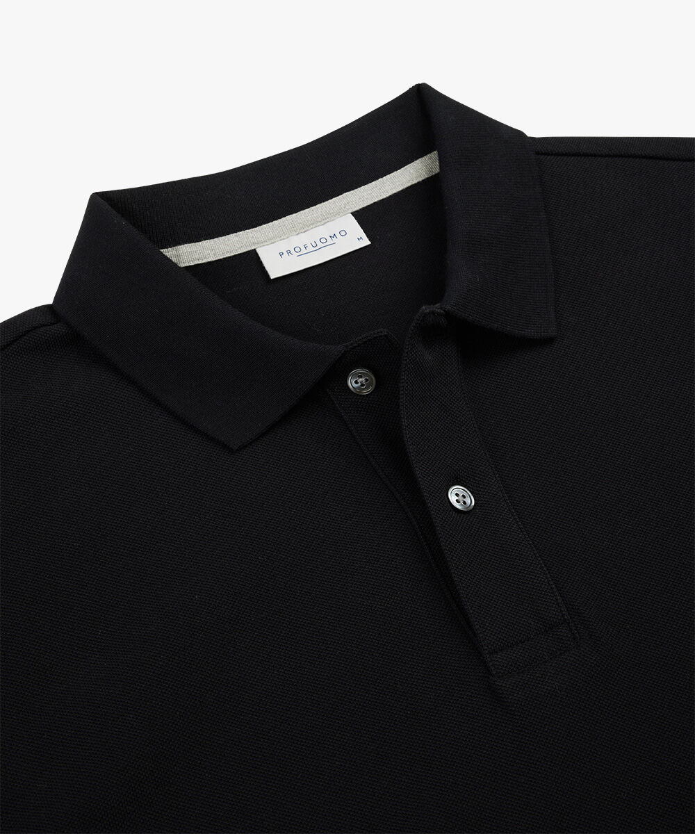 Profuomo slim fit heren polo, zwart
