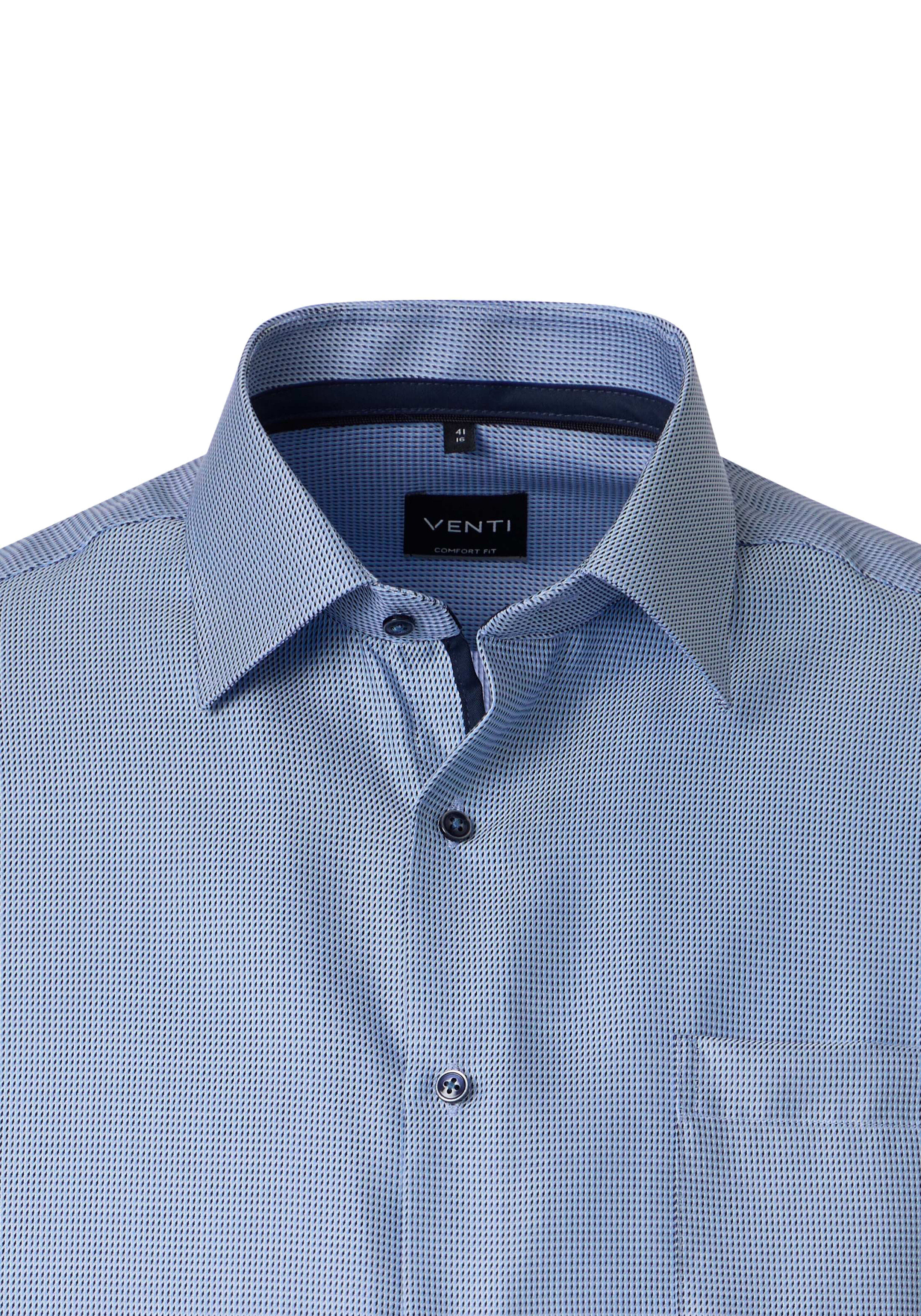 VENTI CASA MODA comfort fit overhemd, structuur, blauw