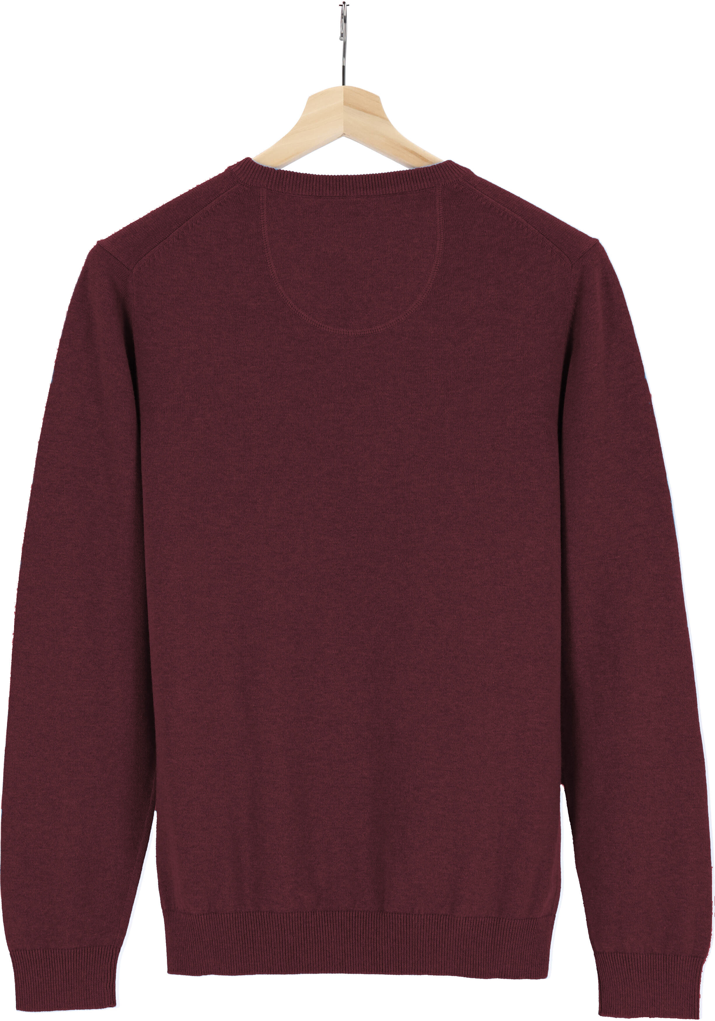 MARVELIS modern fit trui katoen, V-hals, aubergine