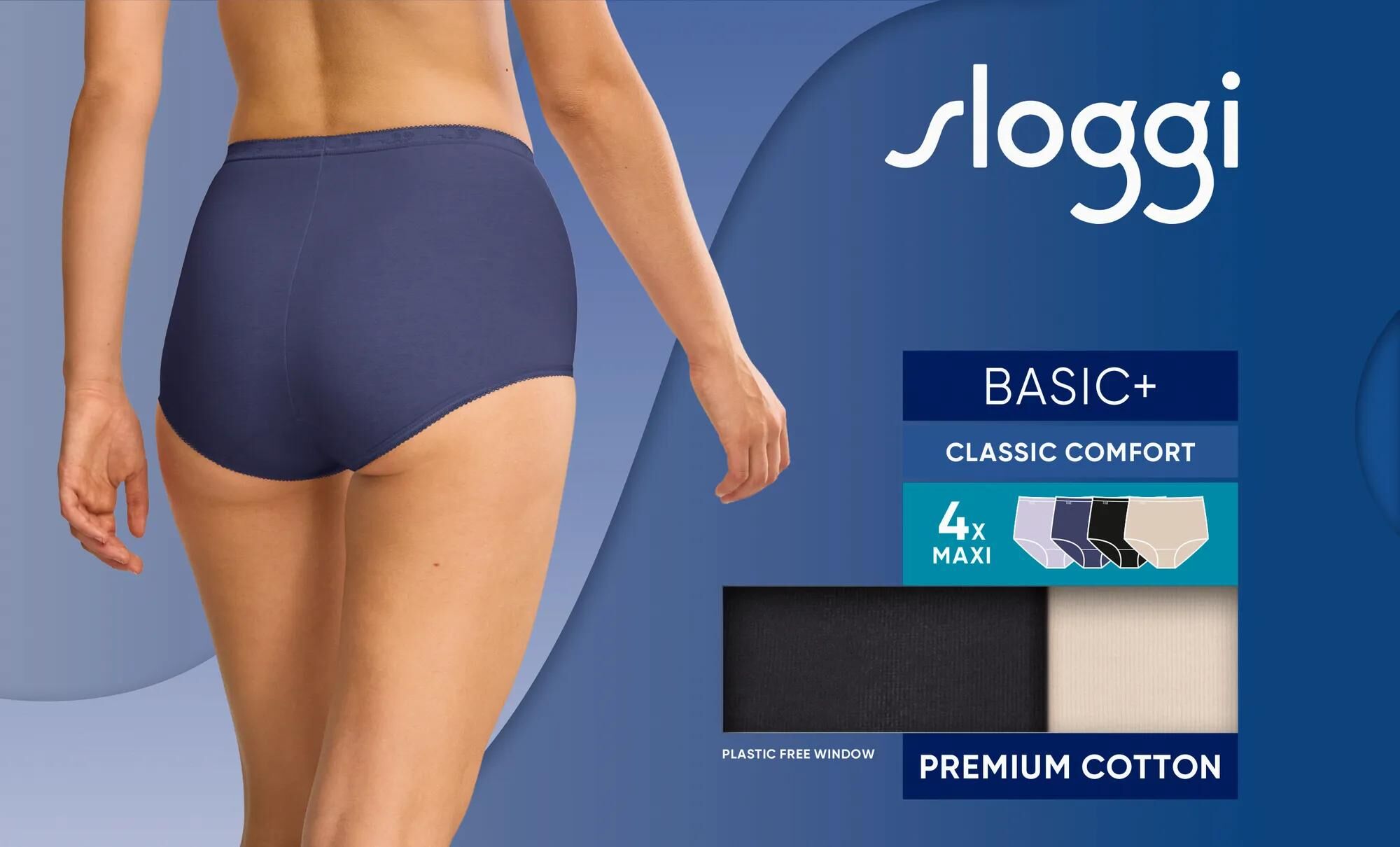 Sloggi Women Basic+ Maxi (4-pack), dames slip, lila, paars, zwart en offwhite