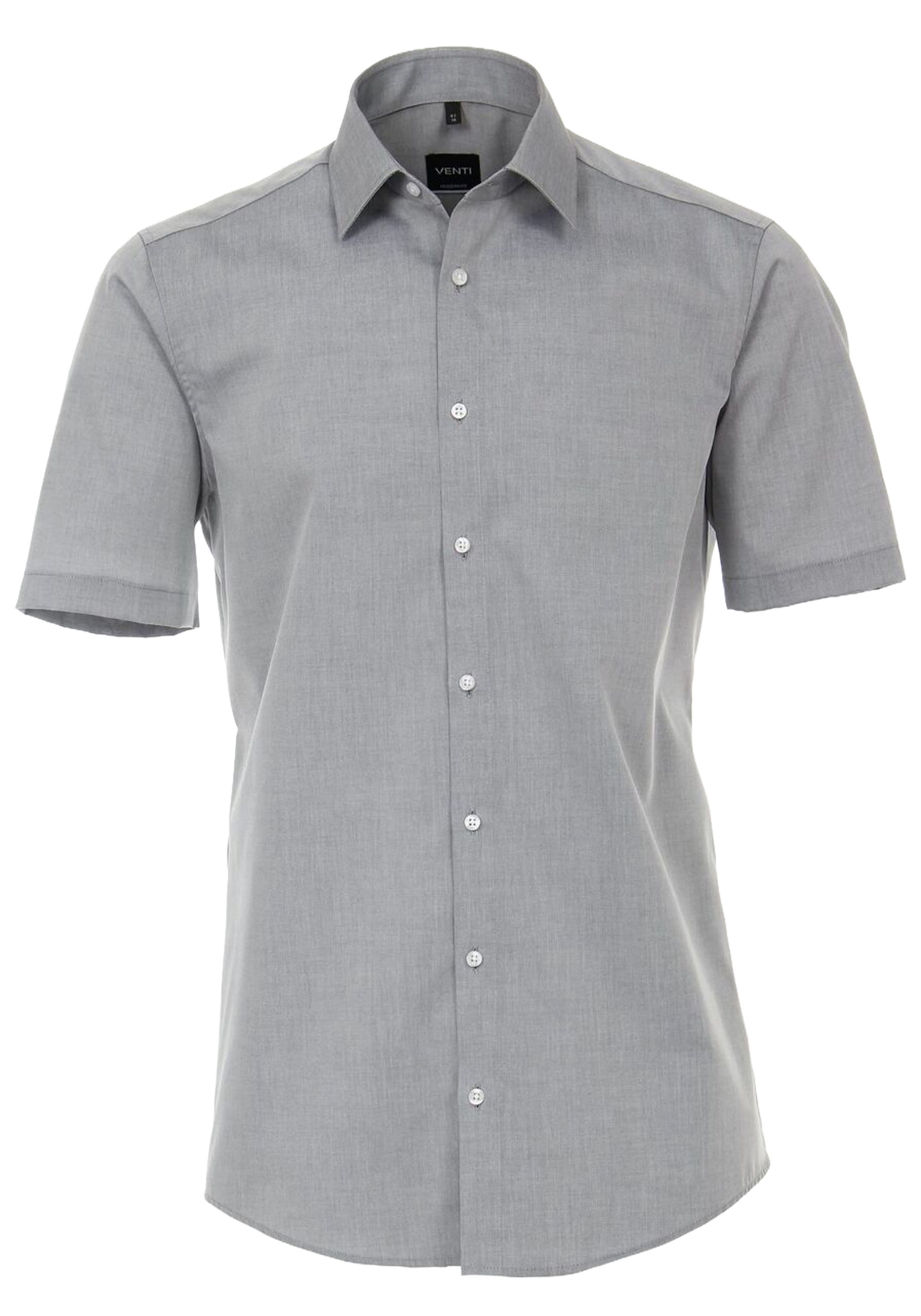 VENTI modern fit overhemd, korte mouw, popeline, grijs