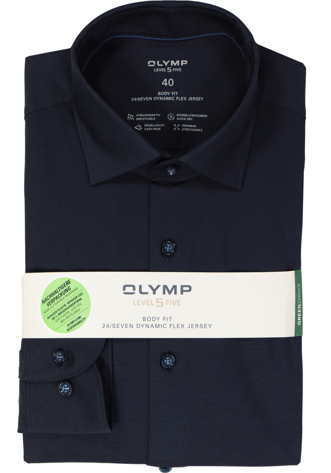 OLYMP Level 5 24/Seven body fit overhemd, marine blauw tricot OLYMP Level 5 24/Seven body fit overhemd, marine blauw tricot