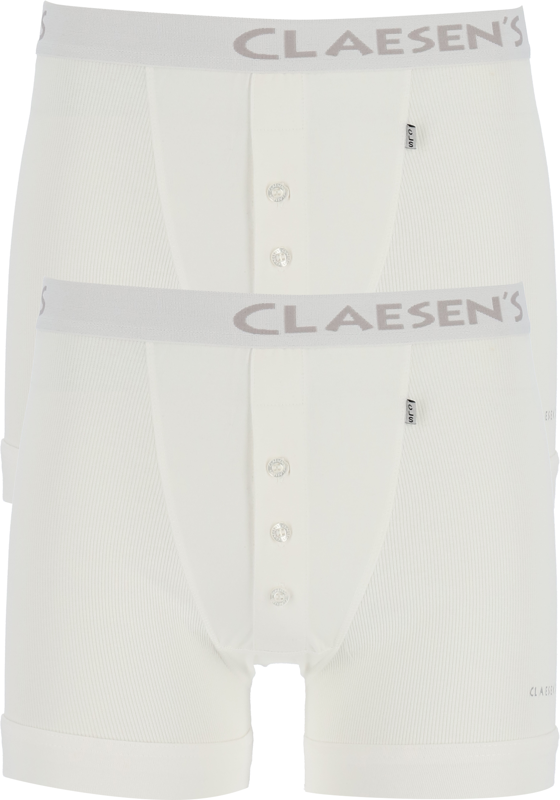 Claesen's Basics boxers (2-pack), retro rib heren boxers met gulp, wit Claesen's Basics boxers (2-pack), retro rib heren boxers met gulp, wit