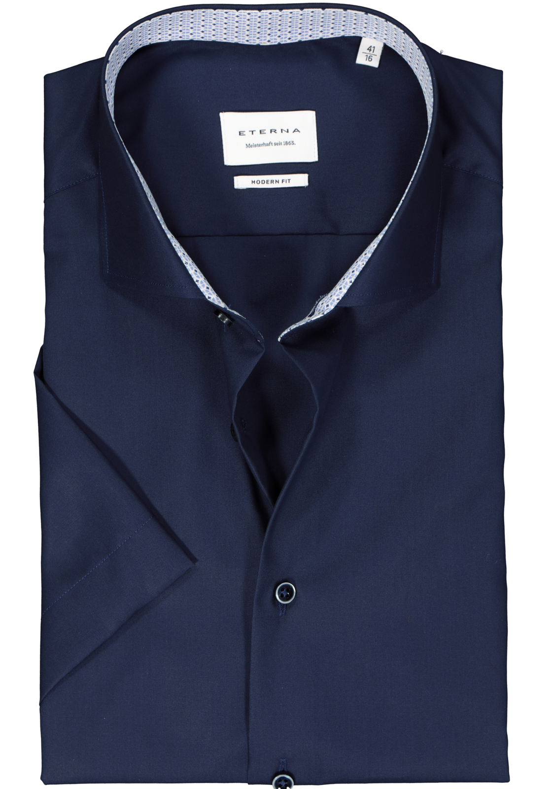 1-4067159305758_eterna-overhemd_HR ETERNA modern fit overhemd korte mouw, popeline, donkerblauw (contrast)