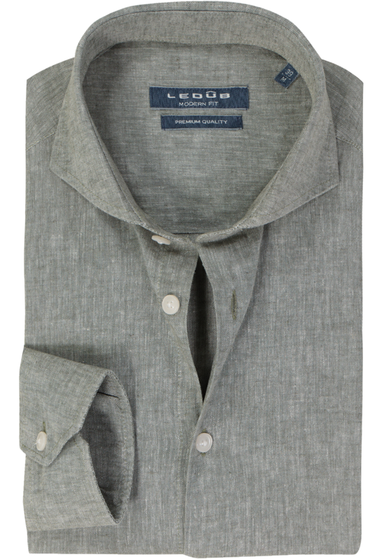 Ledub modern fit overhemd, structuur, middengroen Ledub modern fit overhemd, structuur, middengroen
