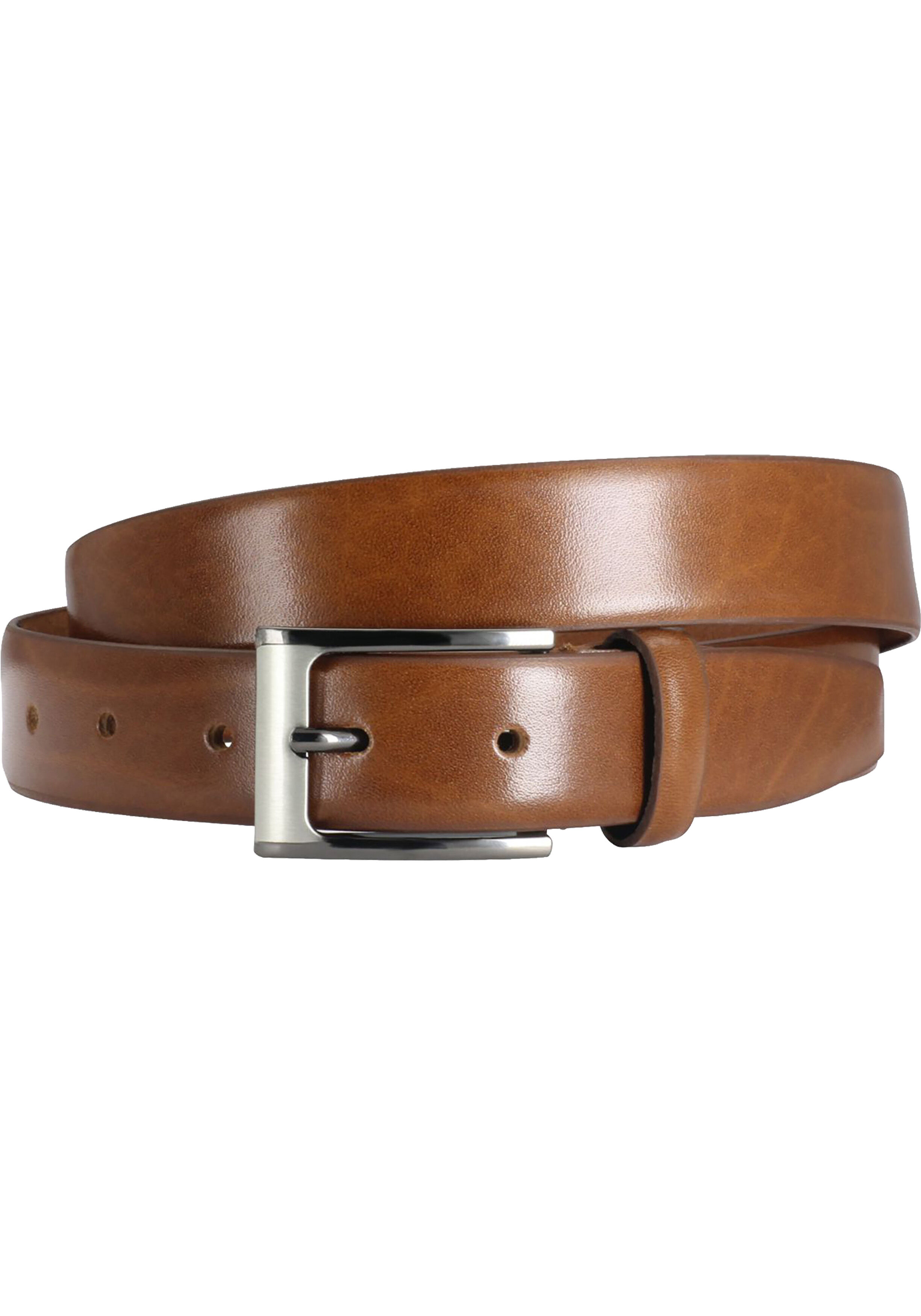 LINDENMANN leren heren riem, cognac