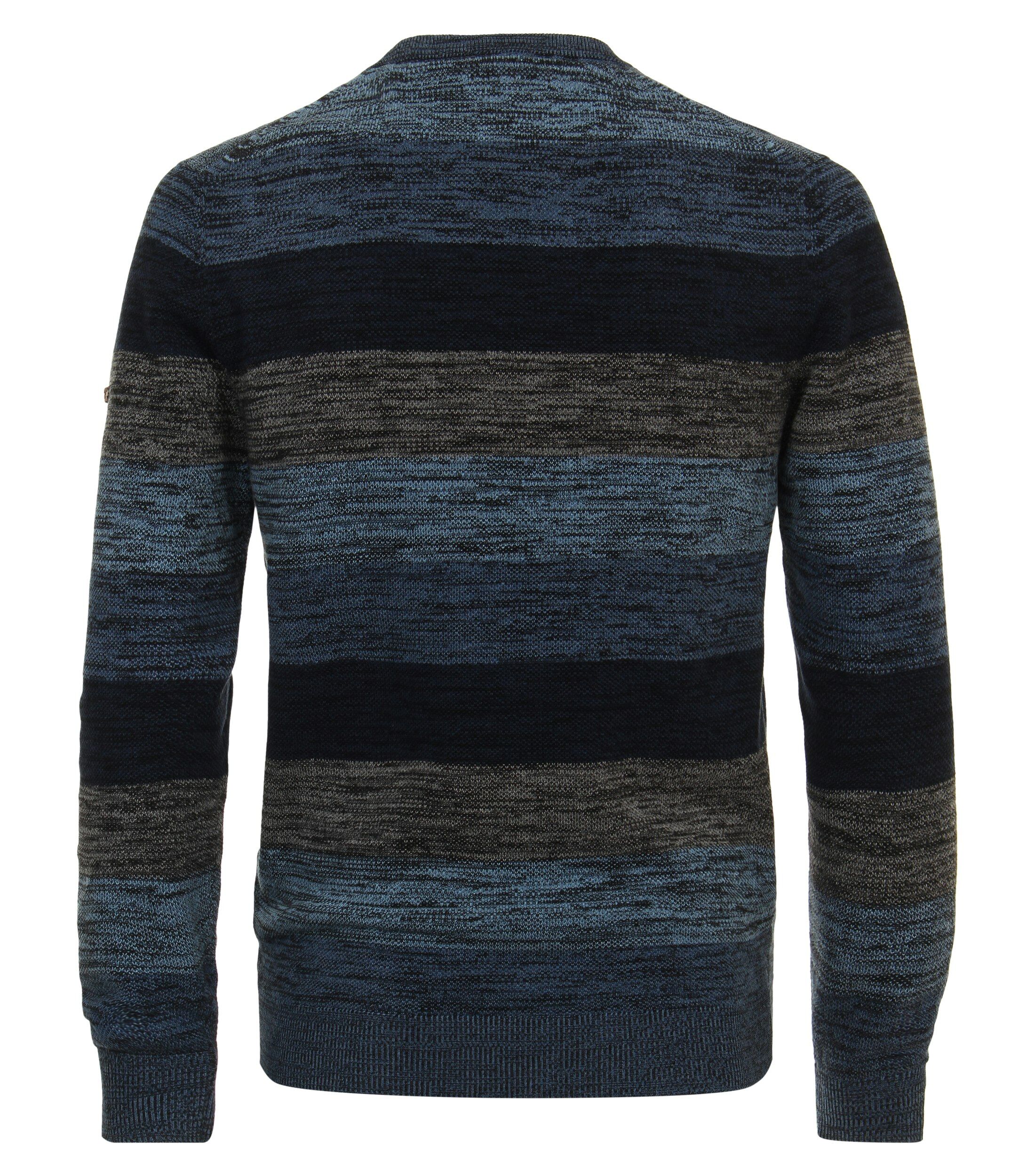 Redmond heren trui katoen, O-hals, blauw gestreept (middeldik) - 242810600-10