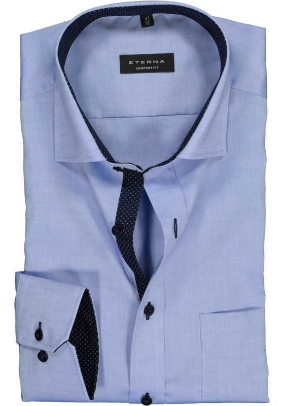 ETERNA comfort fit overhemd, fijn Oxford heren overhemd, lichtblauw (blauw gestipt contrast) ETERNA comfort fit overhemd, fijn Oxford heren overhemd, lichtblauw (blauw gestipt contrast)