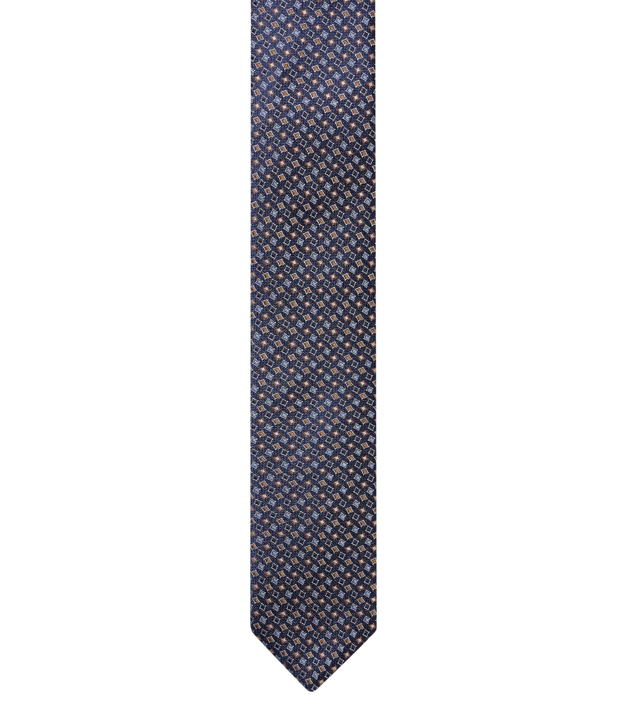 VENTI stropdas, donkerblauw, lichtblauw, bruin dessin