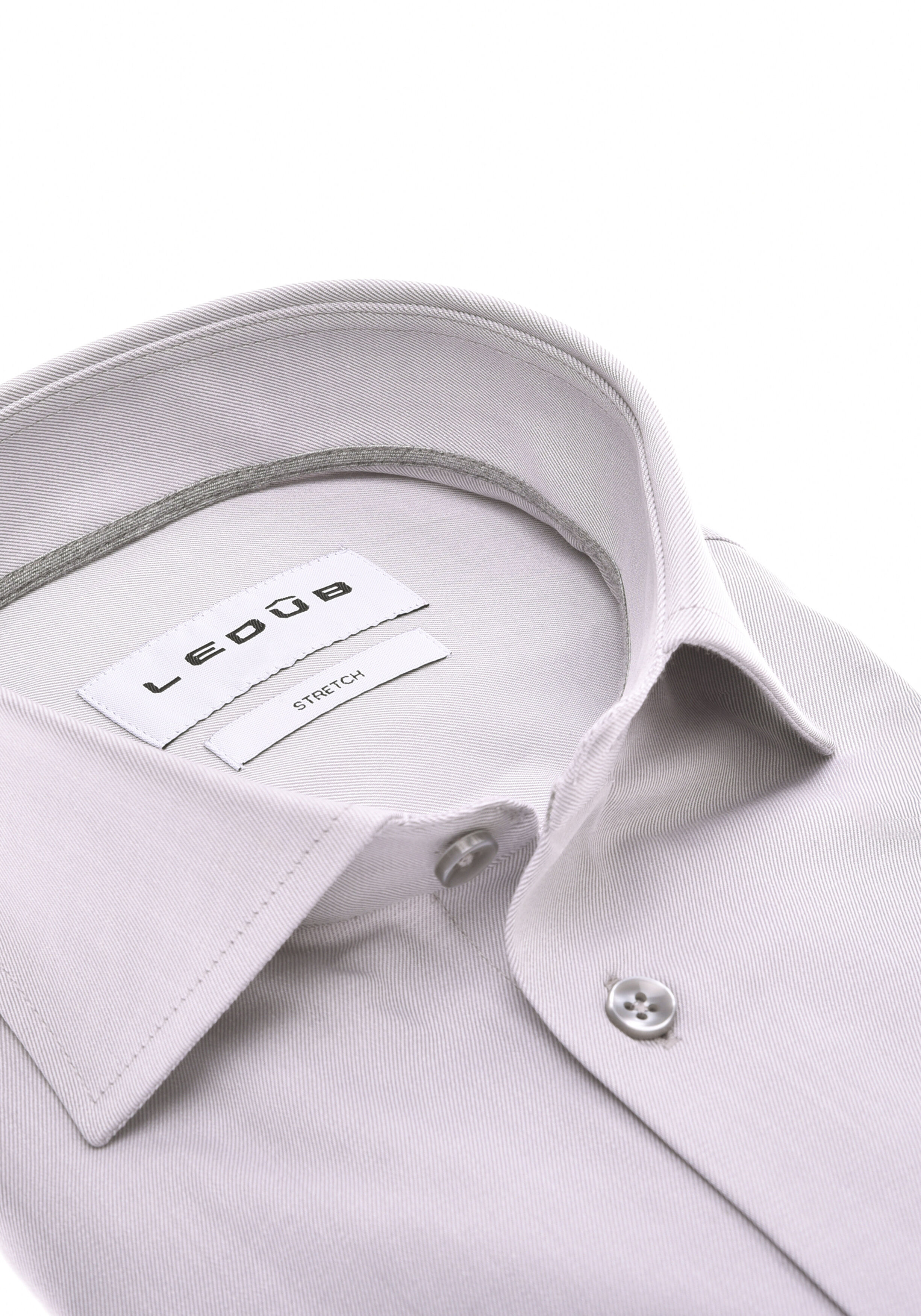 Ledub modern fit overhemd, popeline, lichtgrijs