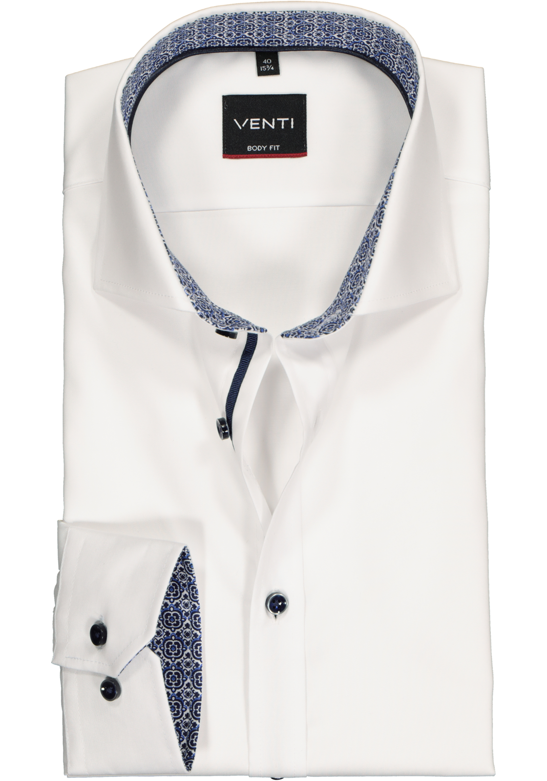 1-4060031914710_venti-overhemd_HR VENTI body fit overhemd, wit twill (contrast)