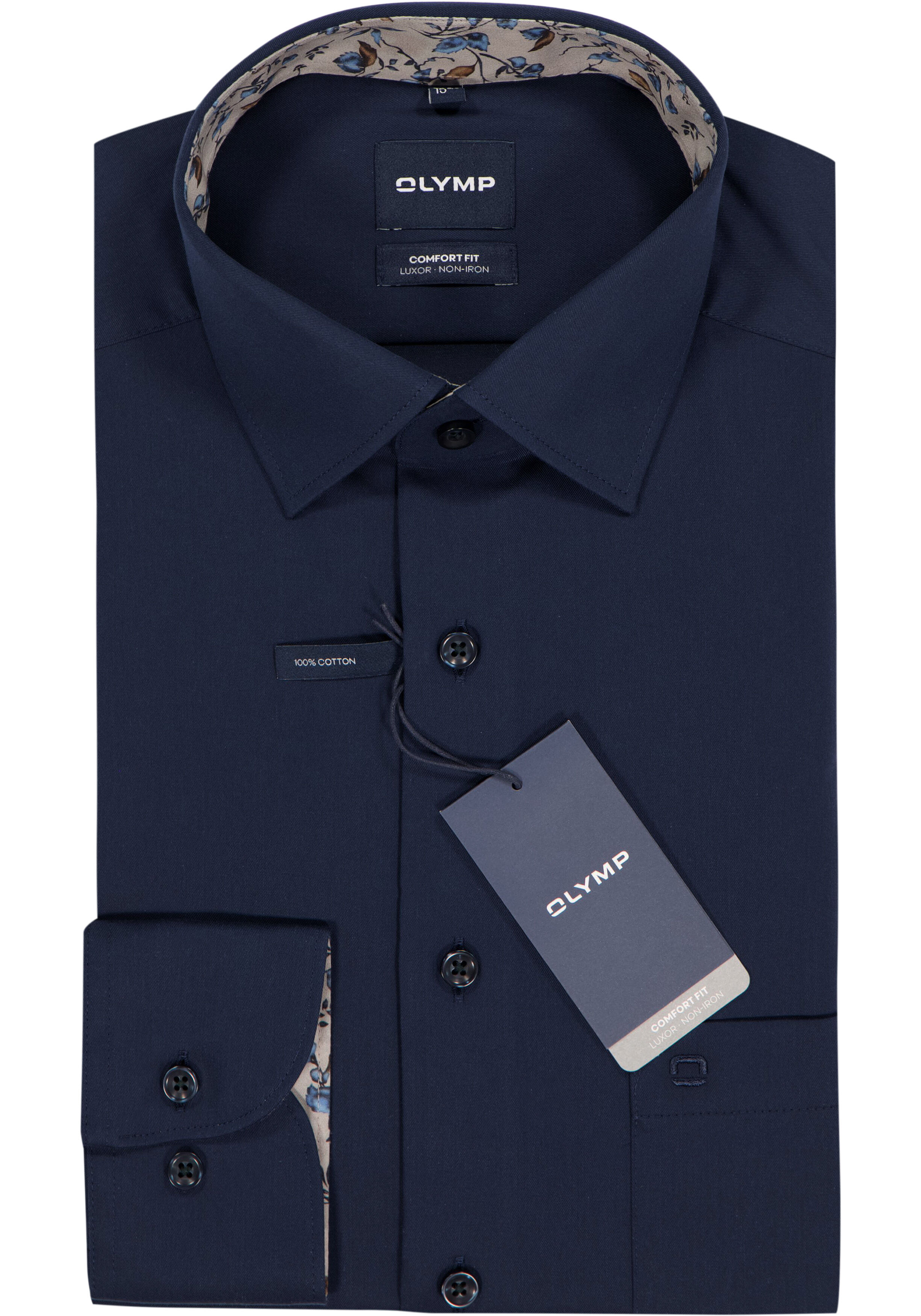 OLYMP Luxor comfort fit overhemd, twill, marine blauw