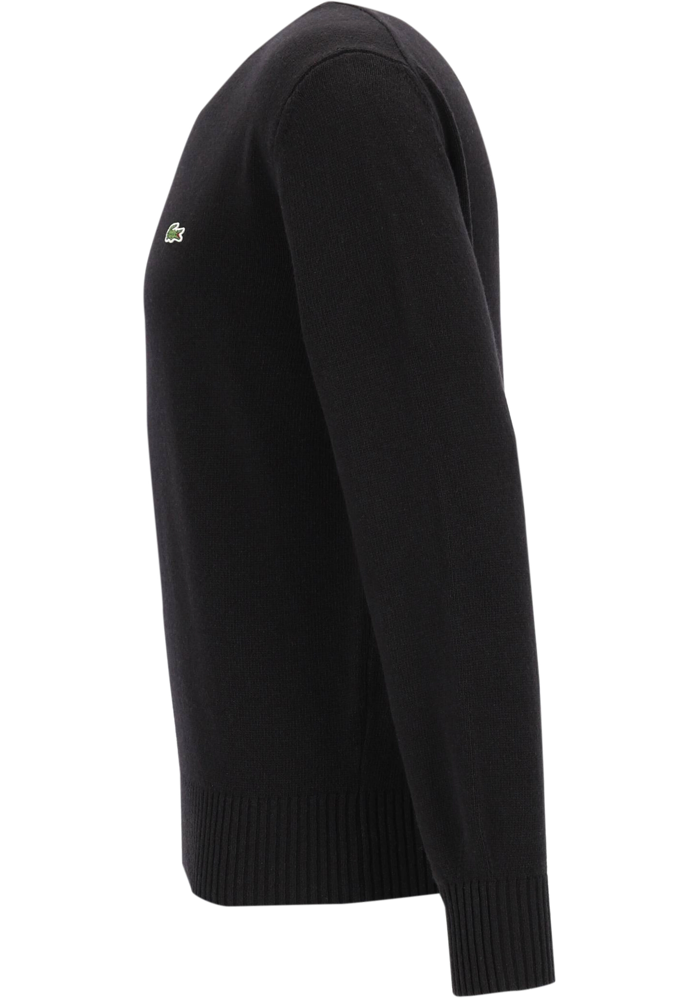 Lacoste herentrui wol, O-hals, zwart
