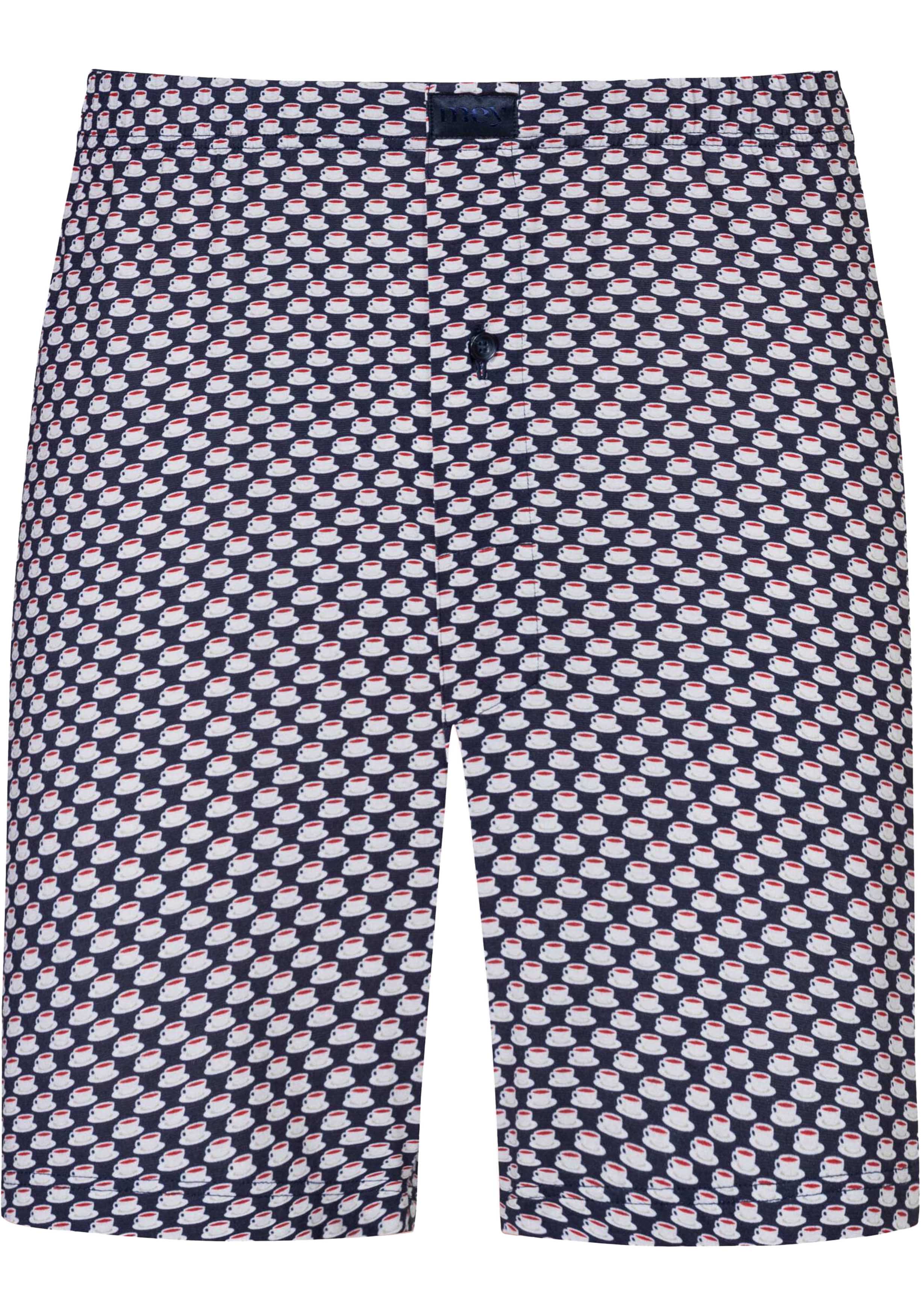 Mey heren boxer short Espresso Lovers, boxershort wijd normale lengte met gulp, marine blauw