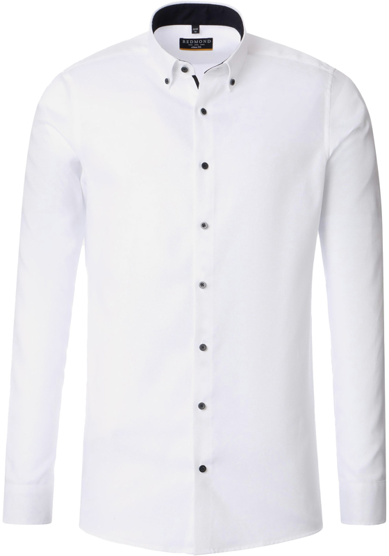 Redmond slim fit overhemd, popeline, wit Redmond slim fit overhemd, popeline, wit