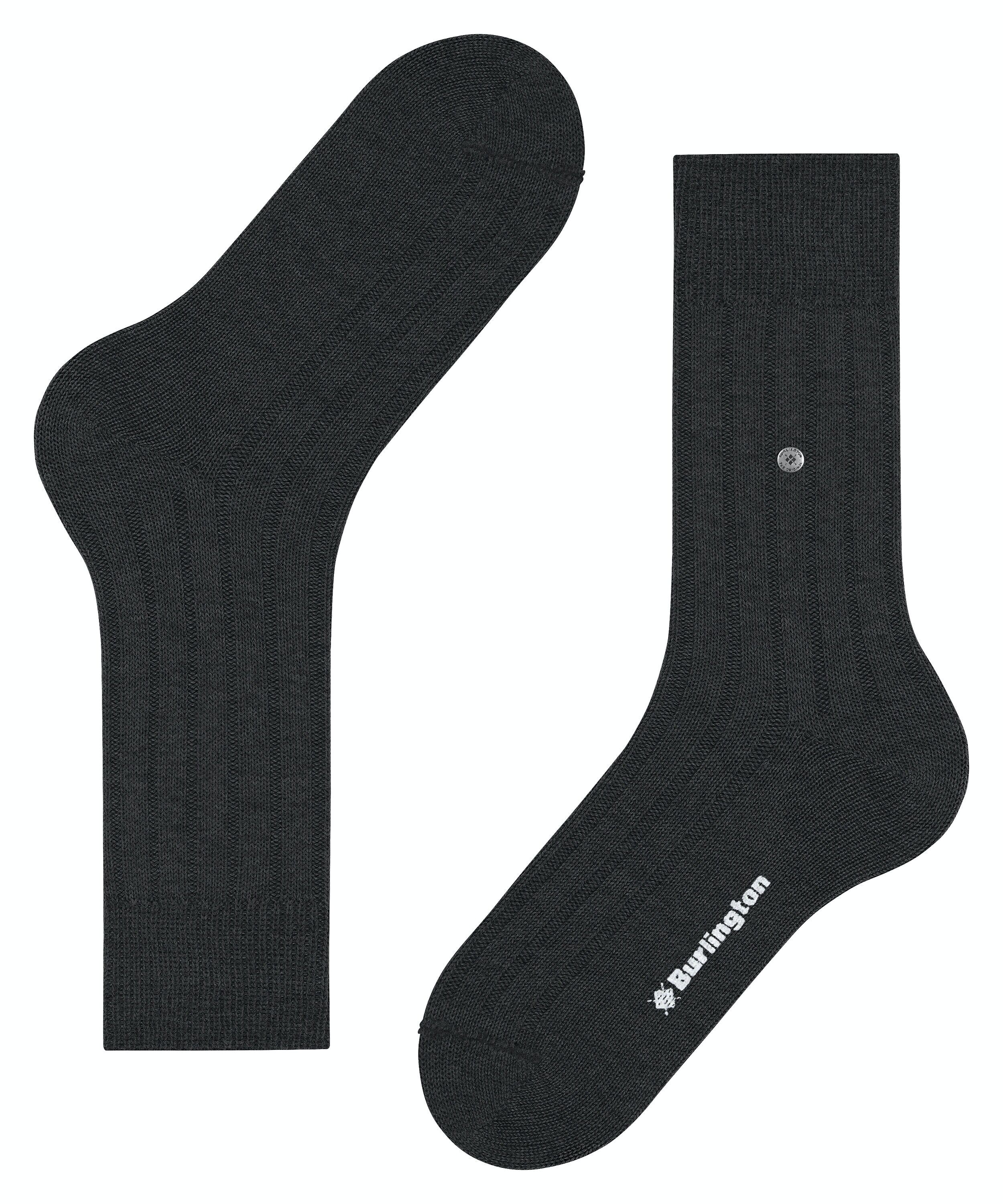 Burlington Dover herensokken, grijs (asphalt mel.)
