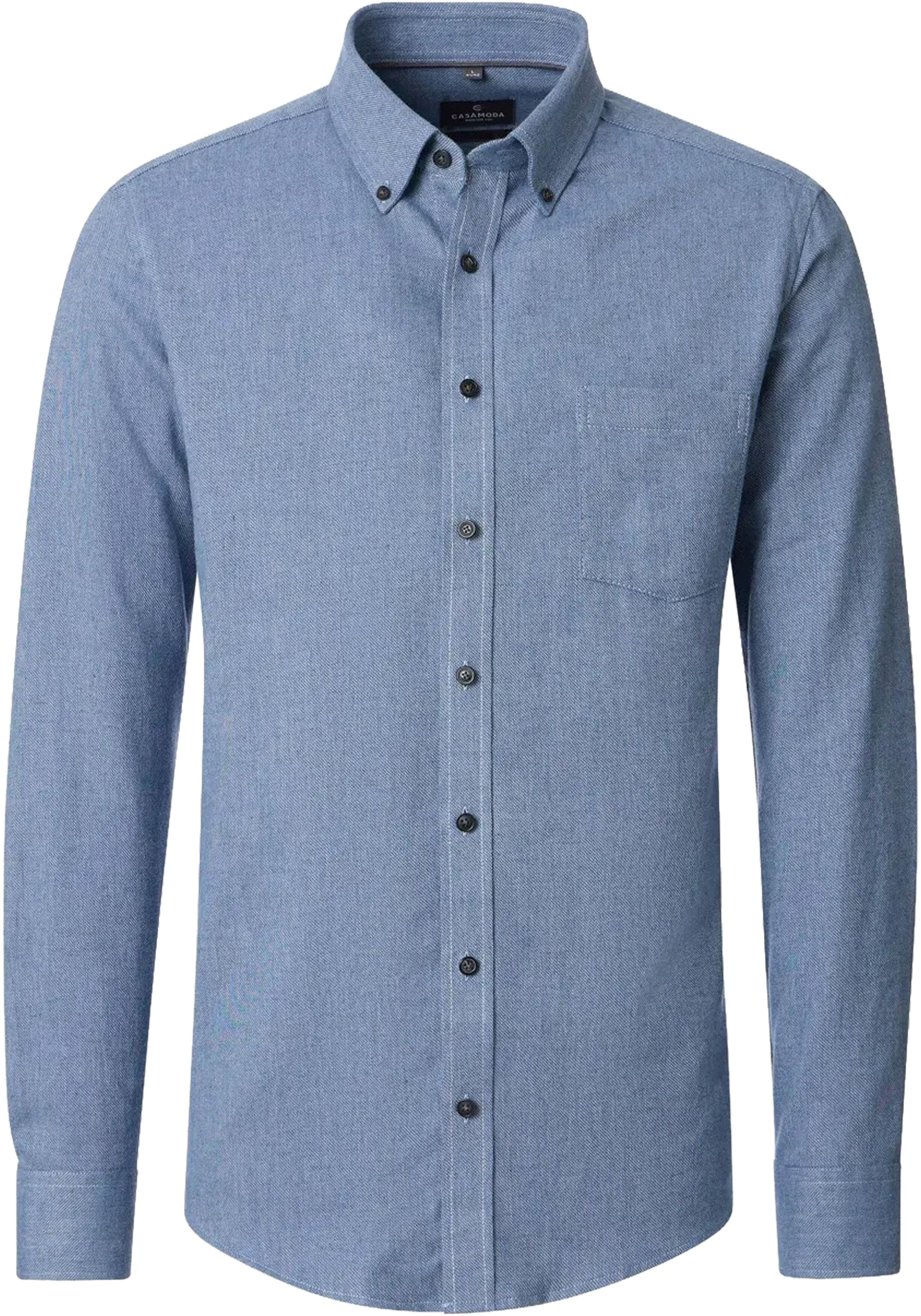 CASA MODA Sport casual fit overhemd, structuur, middenblauw