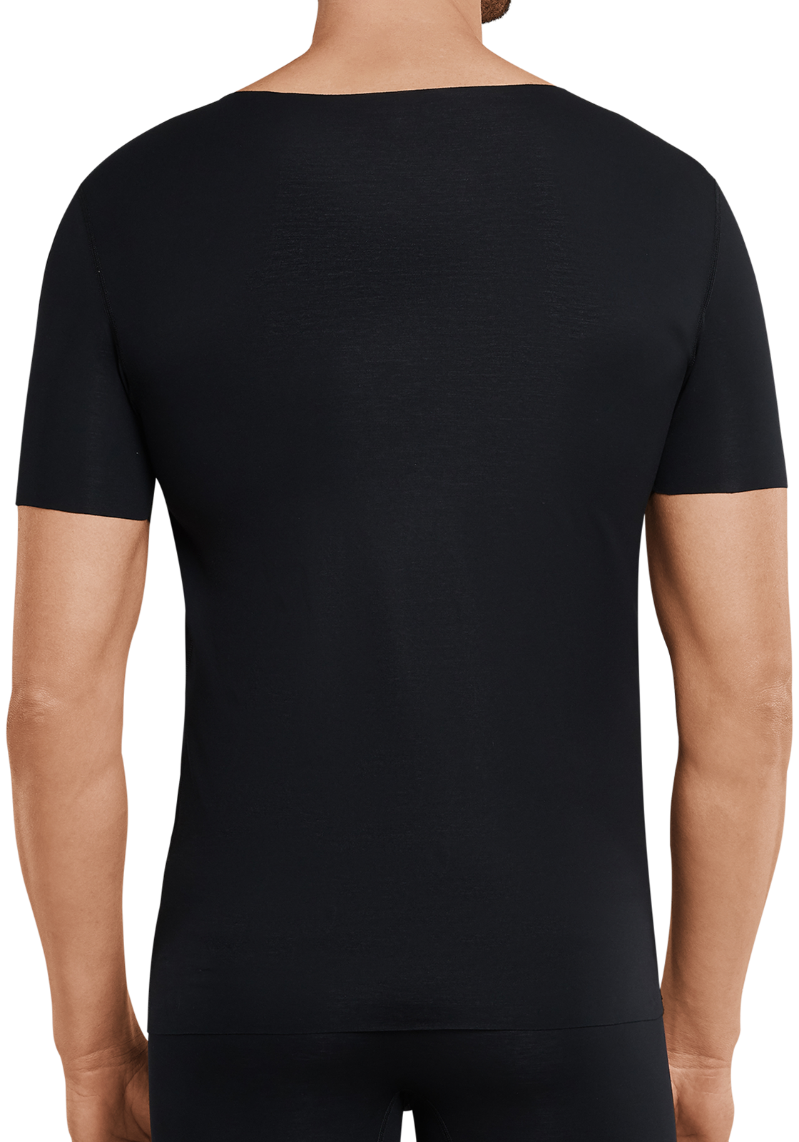 5-4007065687364-schiesser-laser_cut-t-shirt-1p_HR SCHIESSER Laser Cut T-shirt (1-pack), naadloos met diepe V-hals, zwart