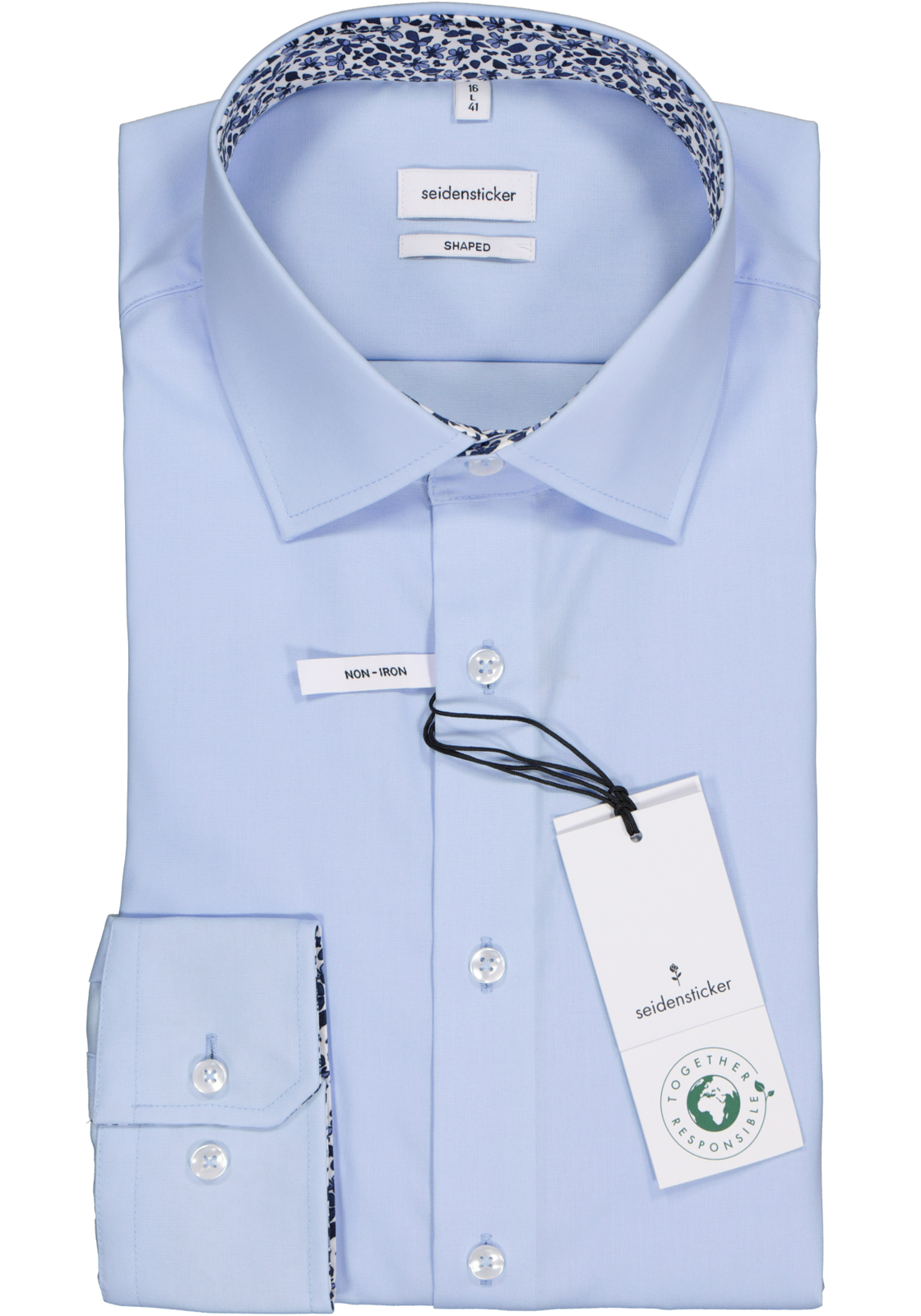 Seidensticker shaped fit overhemd, lichtblauw (contrast) Seidensticker shaped fit overhemd, lichtblauw (contrast)