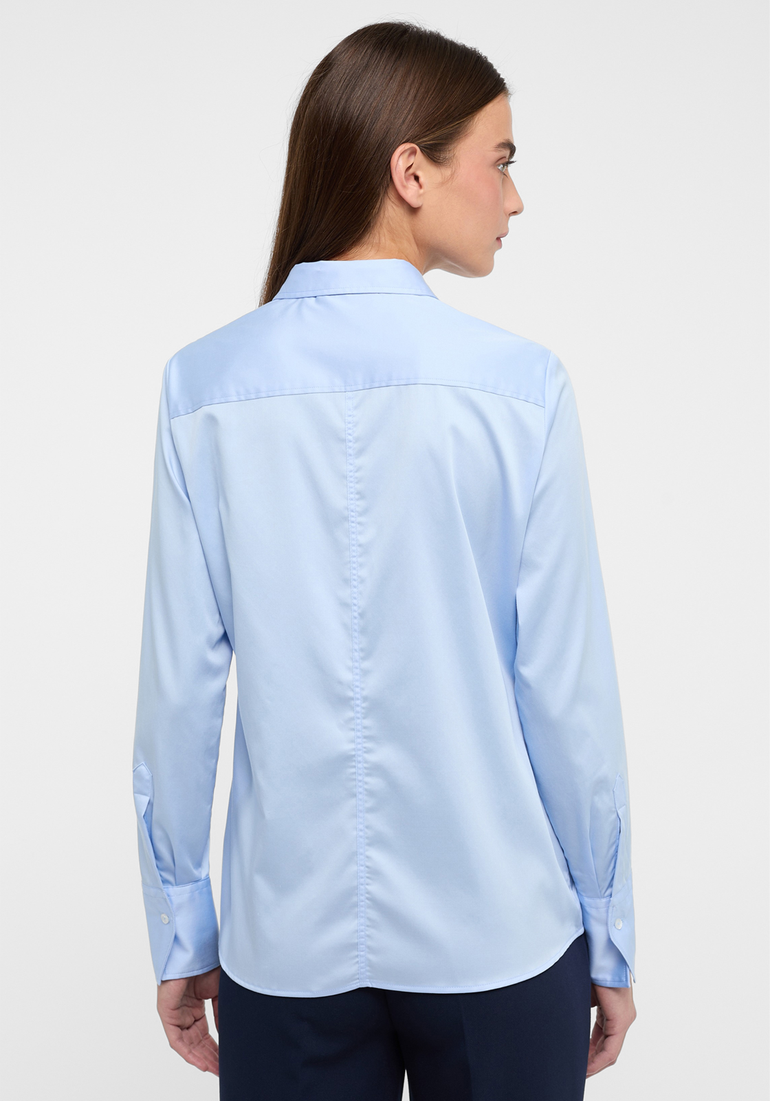ETERNA dames blouse modern classic, stretch satijnbinding, lichtblauw ETERNA dames blouse modern classic, stretch satijnbinding, lichtblauw