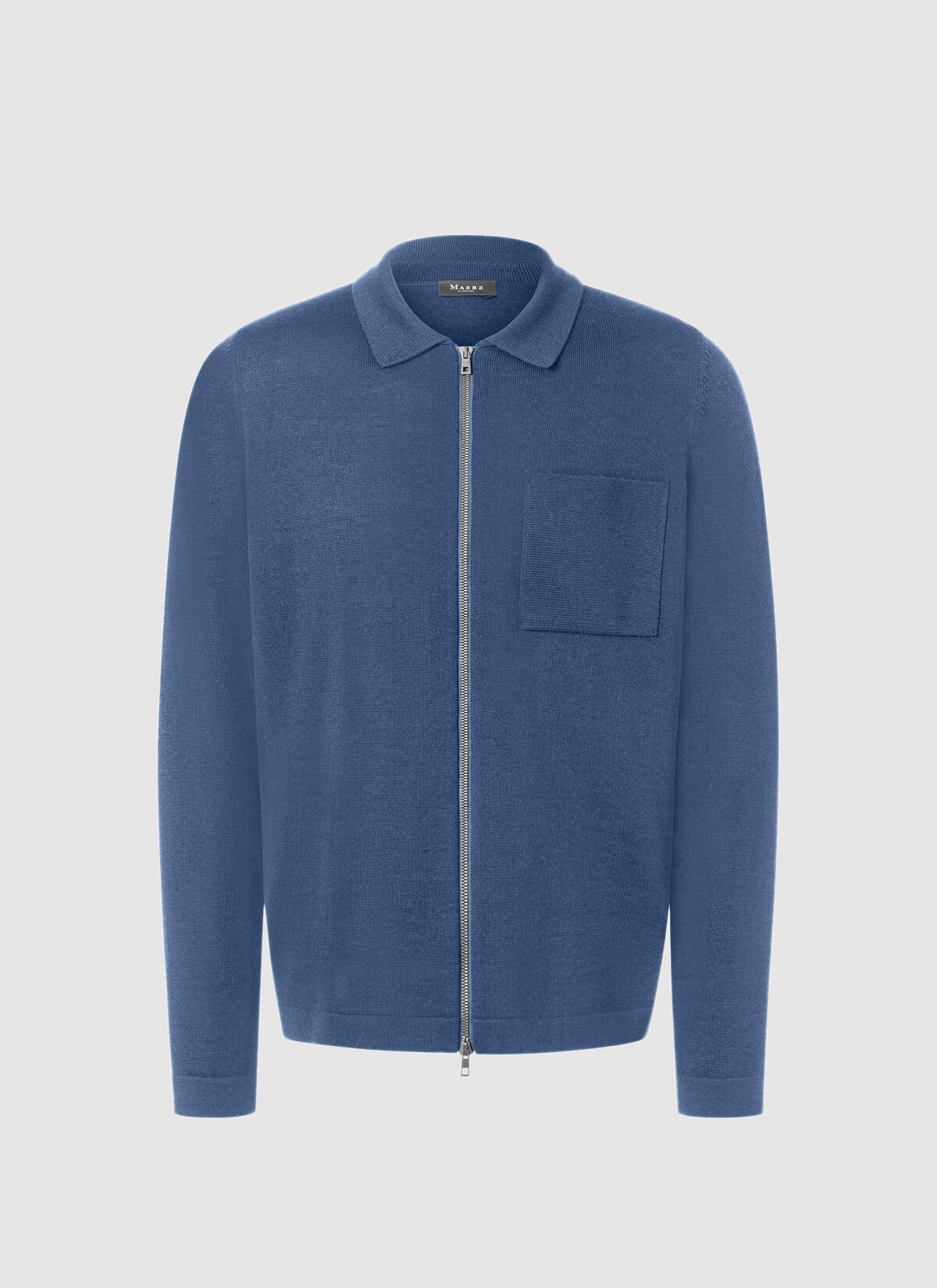 MAERZ Regular Fit heren vest met rits wol, middenblauw