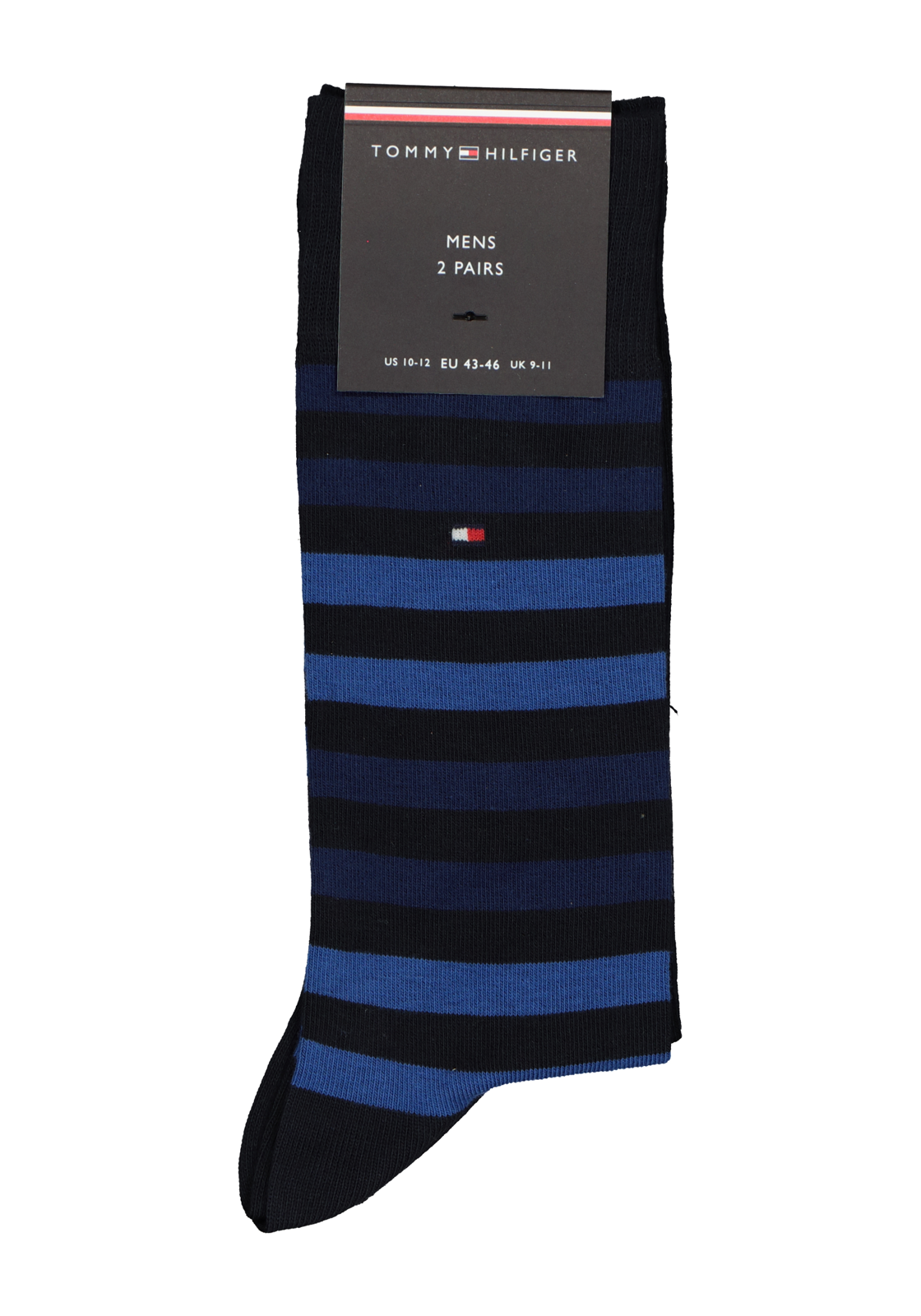 5-8718824413310_sok_HR Tommy Hilfiger Duo Stripe Socks (2-pack), herensokken katoen, gestreept en uni, blauw