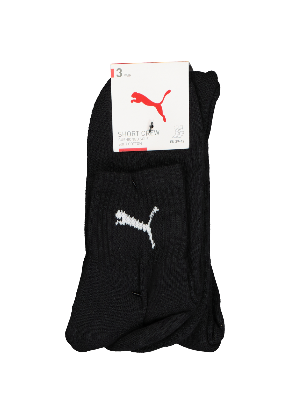 3-8713537871150_puma_sokken_HR Puma short crew 3-Pack, zwart