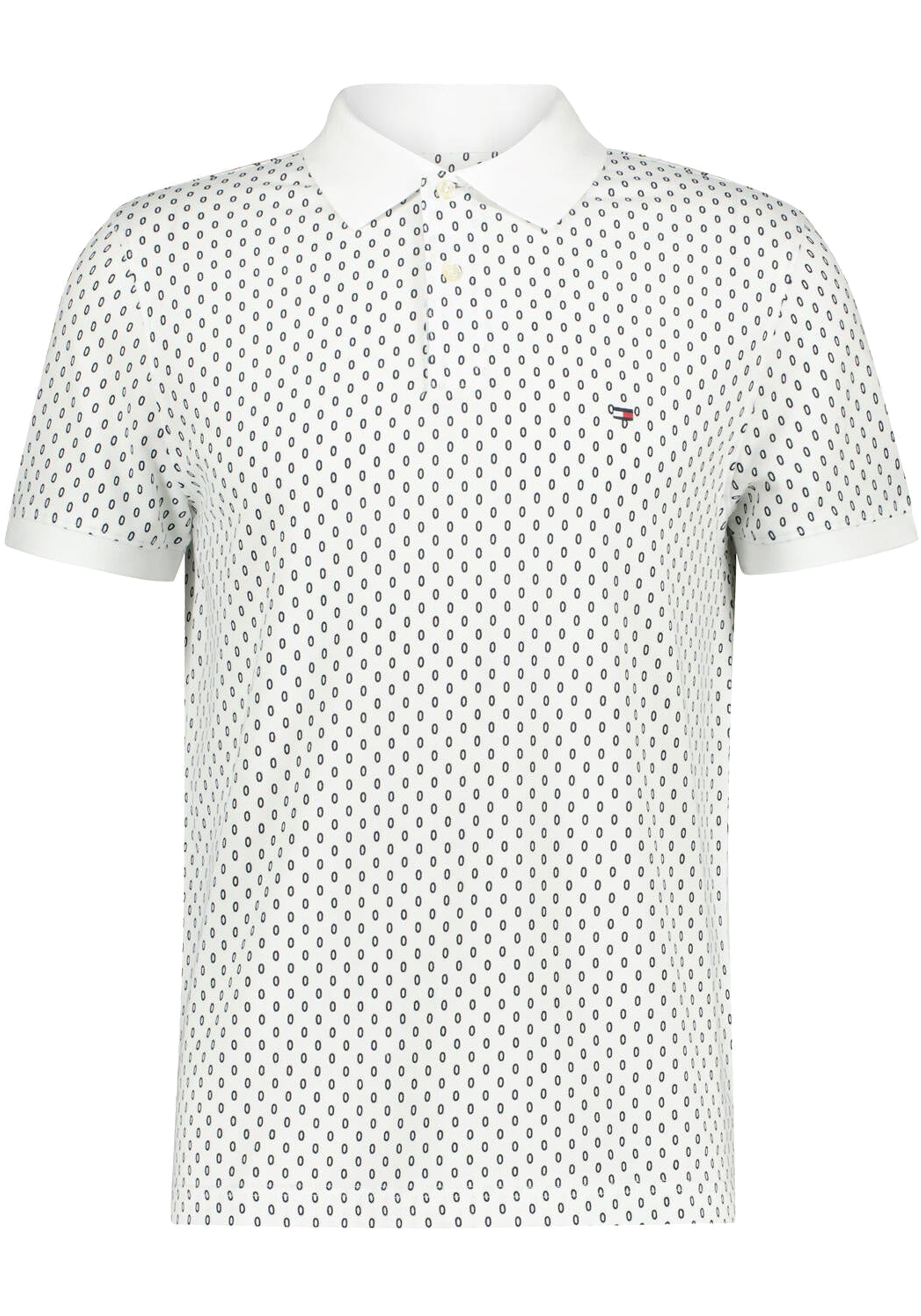 Tommy Hilfiger Micro Print Slim Polo, heren poloshirt, wit