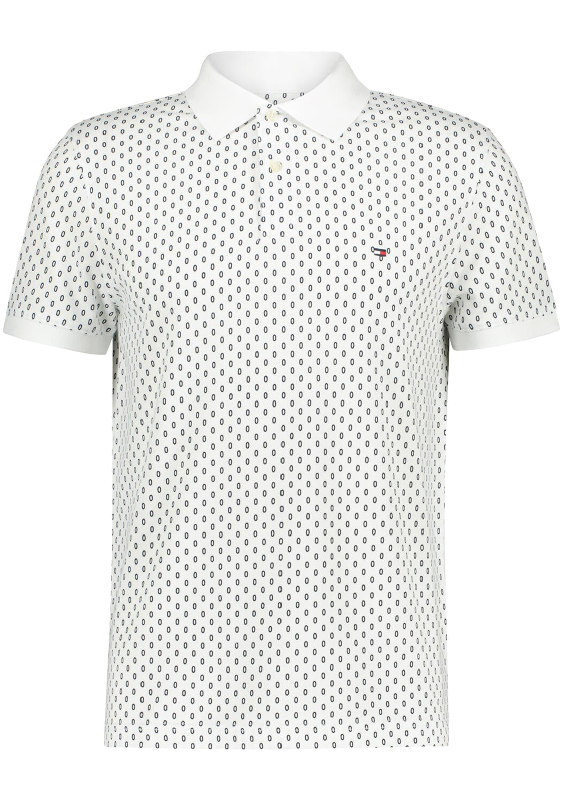 Tommy Hilfiger Micro Print Slim Polo, heren poloshirt, wit Tommy Hilfiger Micro Print Slim Polo, heren poloshirt, wit