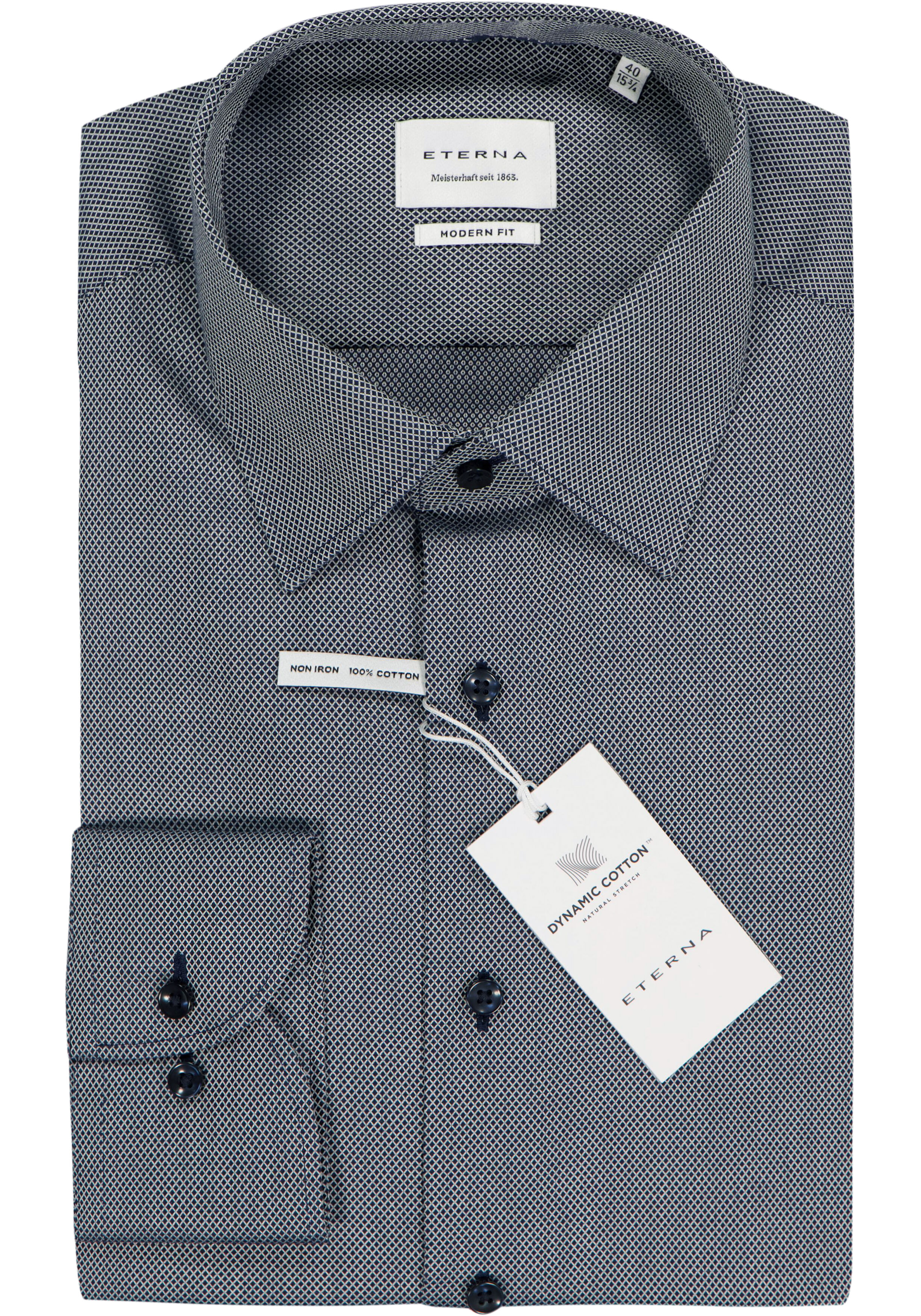 ETERNA modern fit overhemd, structuur, donkerblauw