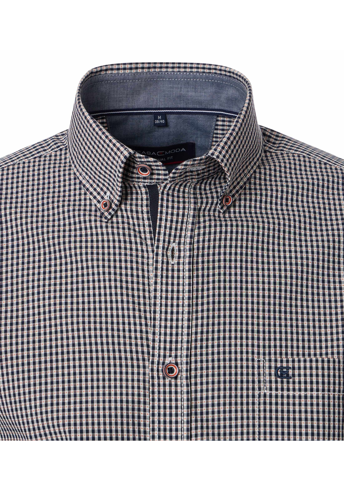 CASA MODA Sport casual fit overhemd, dobby, oranje geruit - 444306200-451 CASA MODA Sport casual fit overhemd, dobby, oranje geruit - 444306200-451