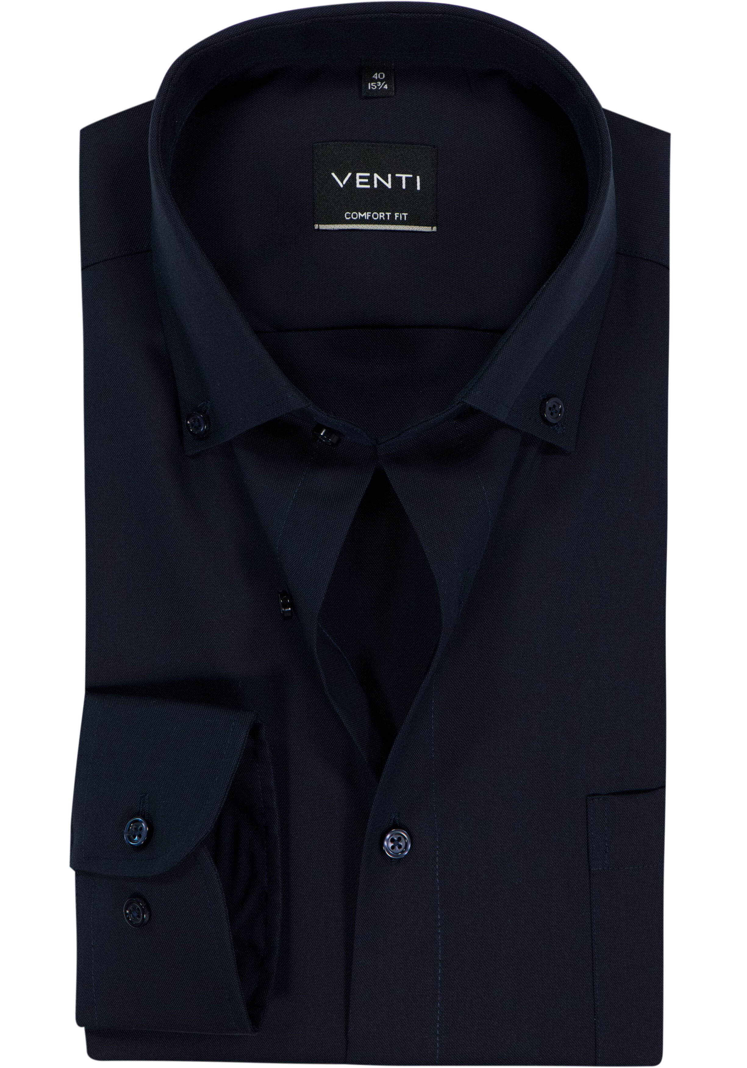 VENTI CASA MODA comfort fit overhemd, structuur, donkerblauw