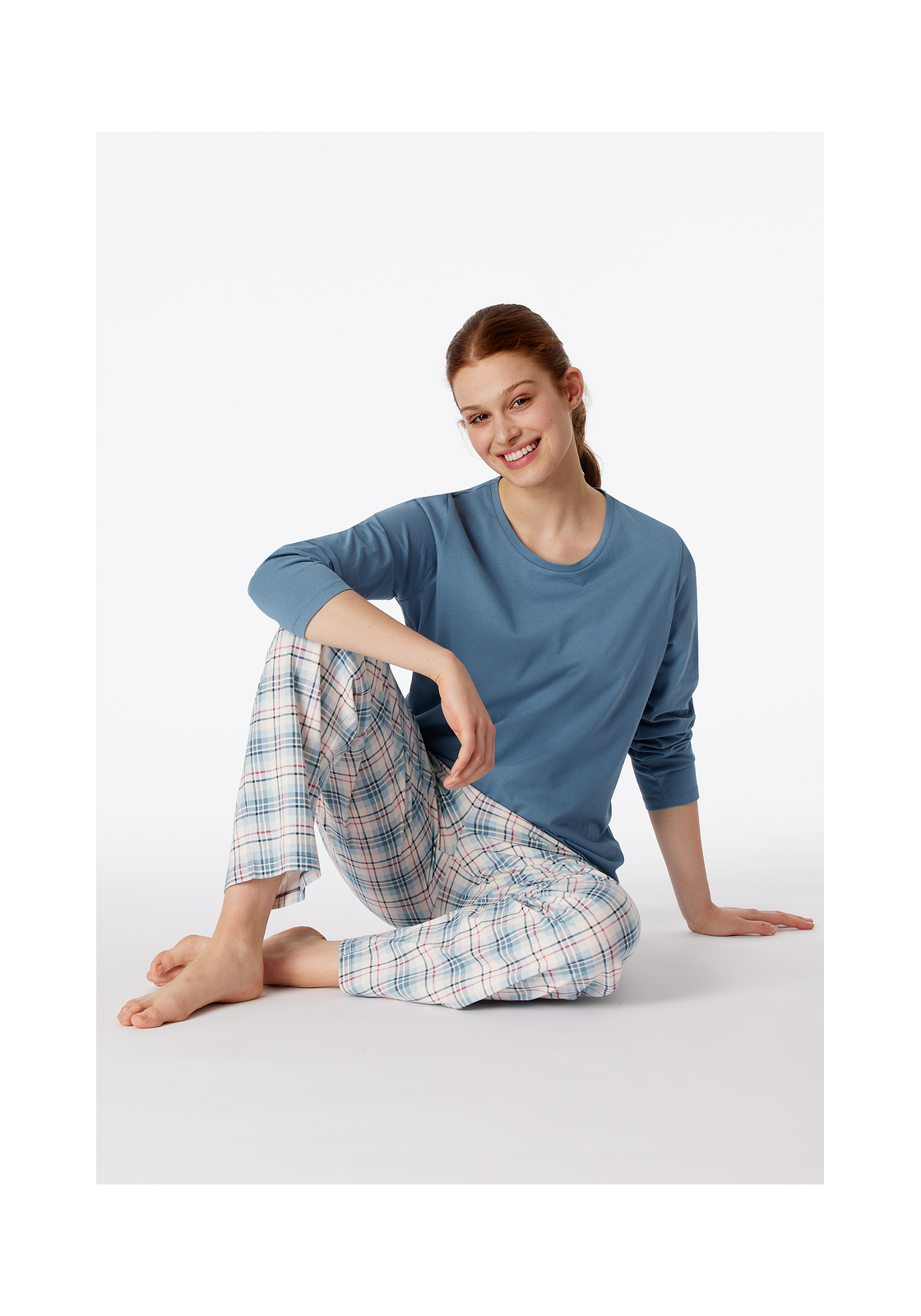 image_5_181250-808_4_1280x1280 SCHIESSER Comfort Essentials pyjamaset, dames pyjama lang blauw-grijs