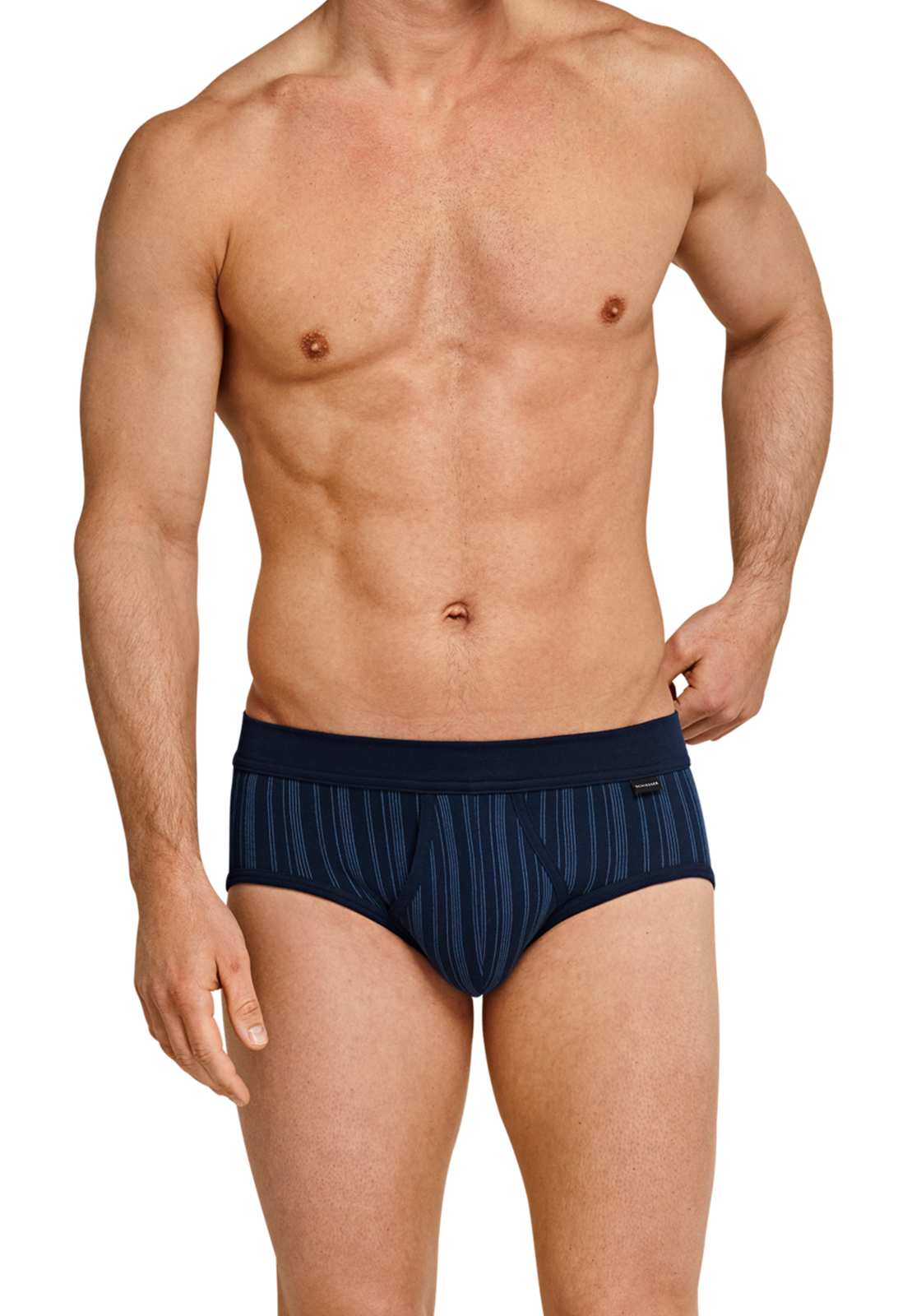 4-4007065656797-schiesser-slip-2p_HR SCHIESSER Original Classics sportslips (2-pack), Feinripp met gulp, donkerblauw gestreept