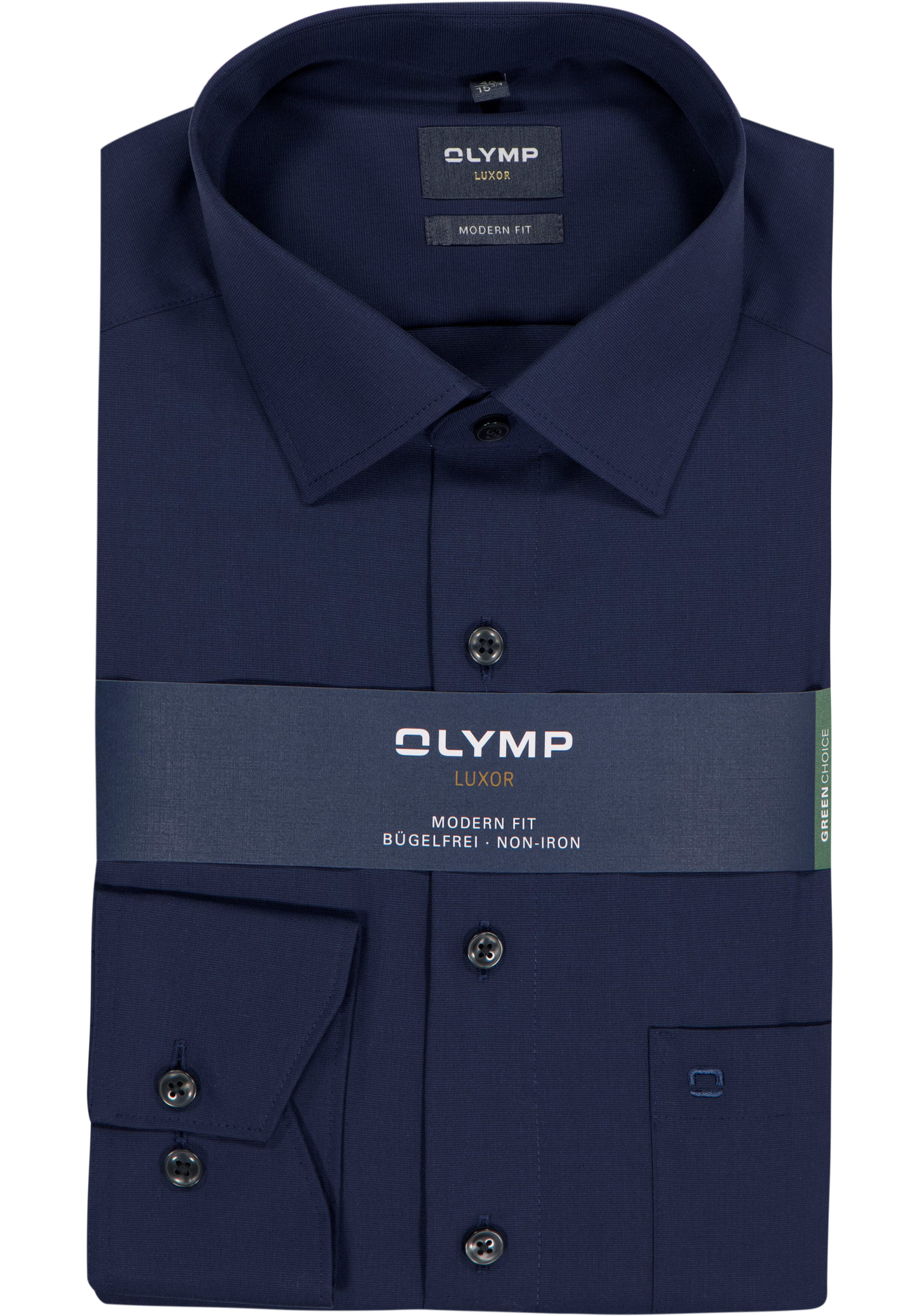 OLYMP Luxor modern fit overhemd, nachtblauw fil a fil