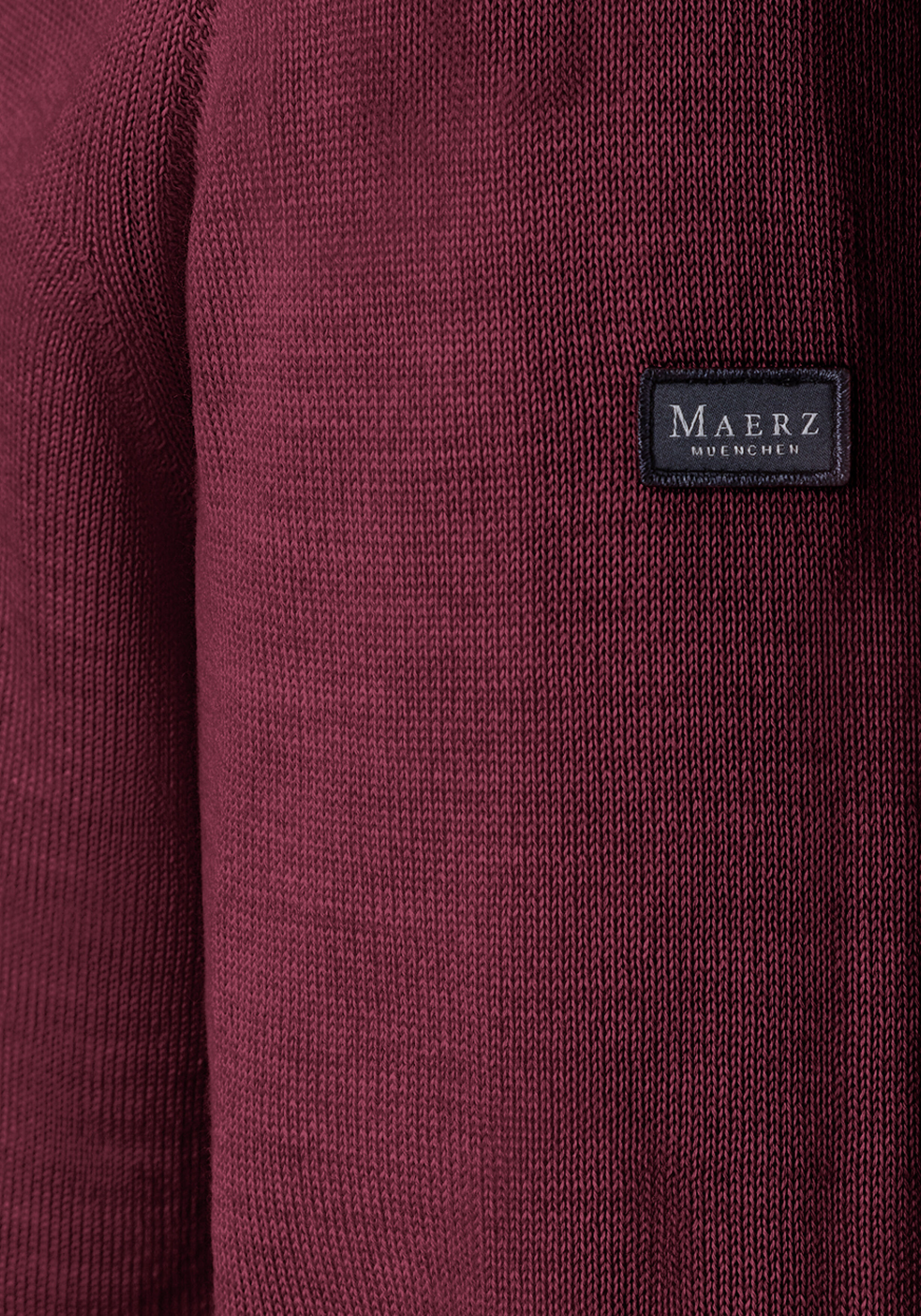 MAERZ Classic Fit heren trui met V-hals wol, bordeaux rood