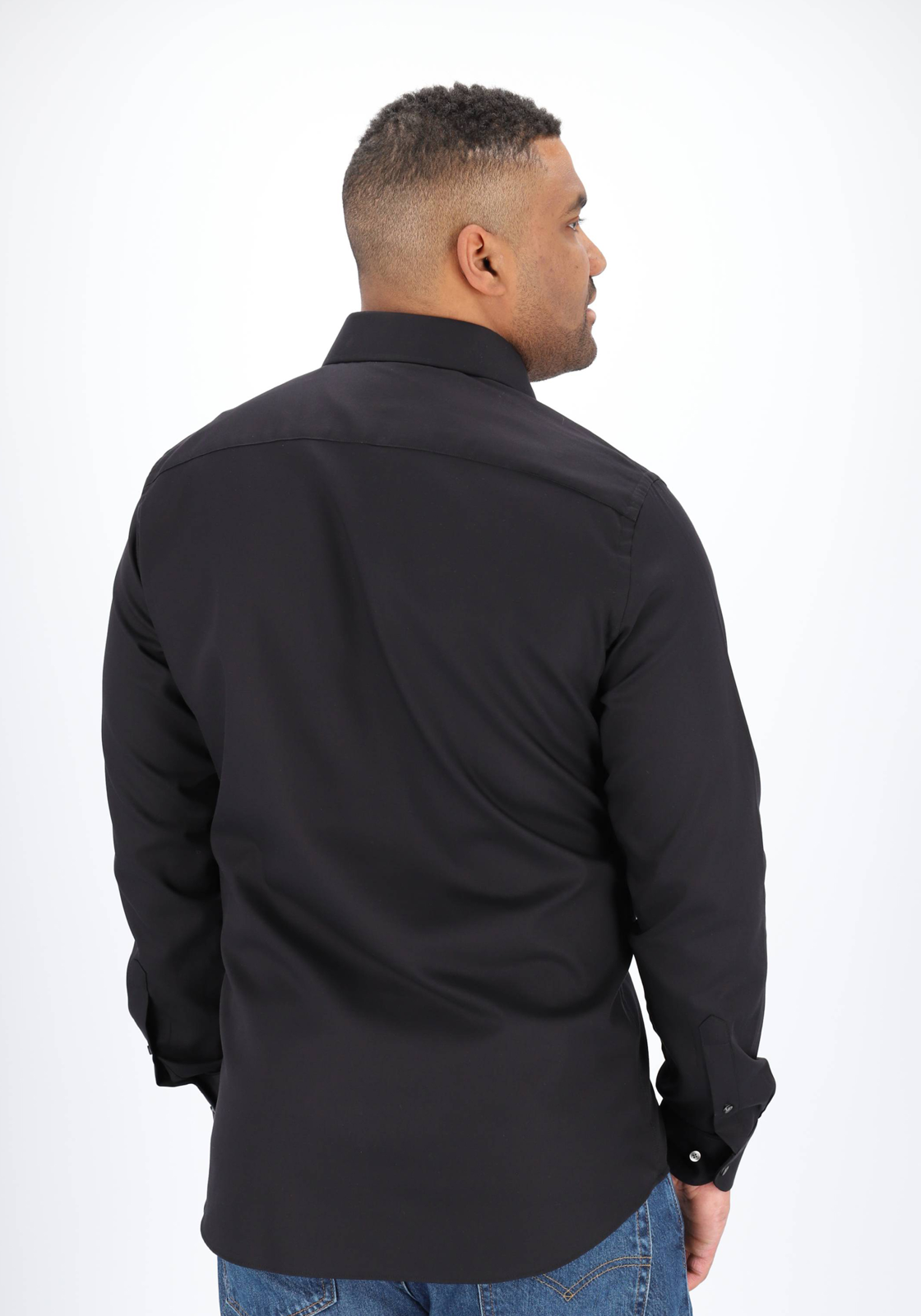 Profuomo slim fit overhemd, fine twill, zwart  Profuomo slim fit overhemd, fine twill, zwart