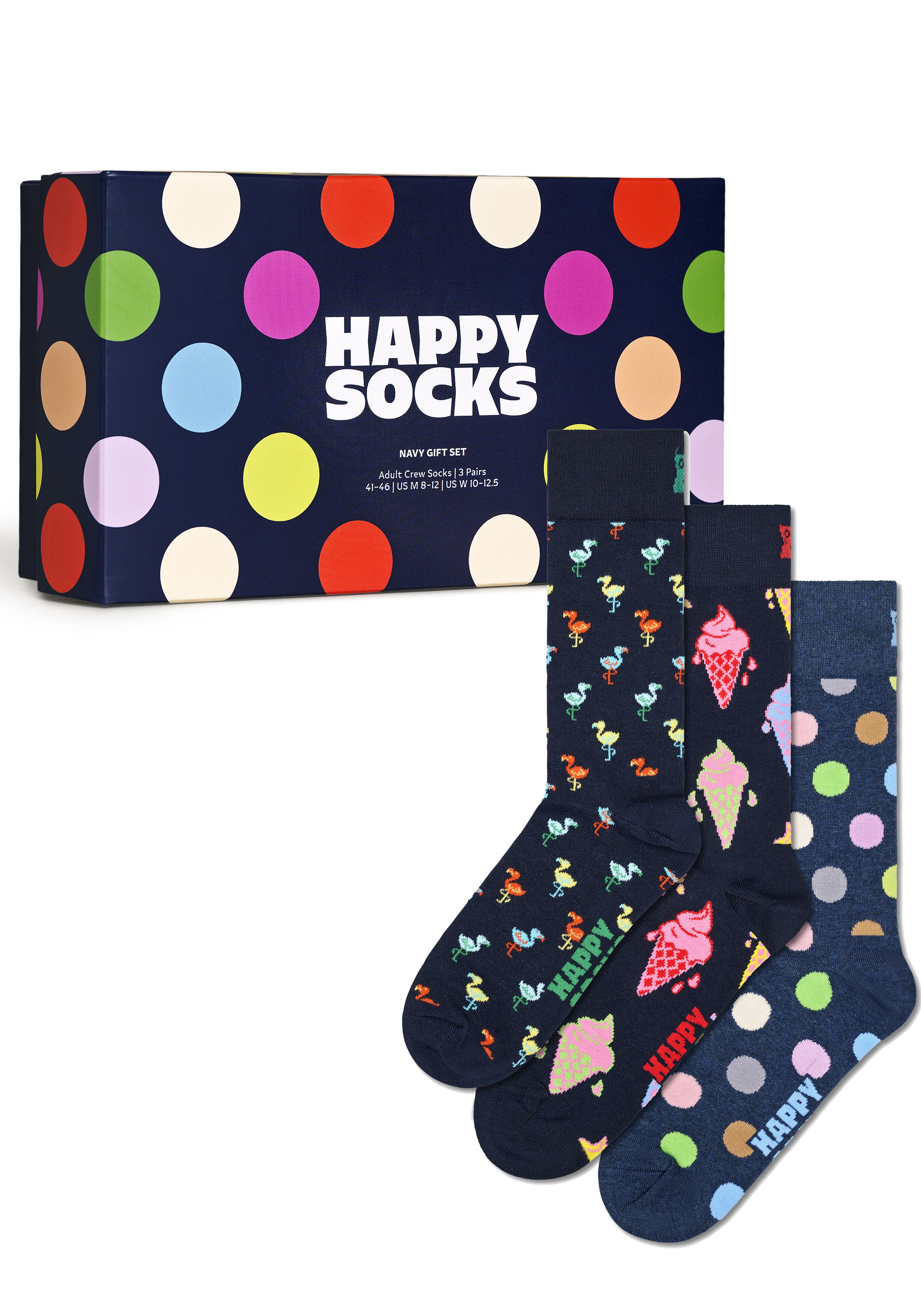 Happy Socks Navy Socks Gift Set (3-pack), unisex sokken in cadeauverpakking, navy