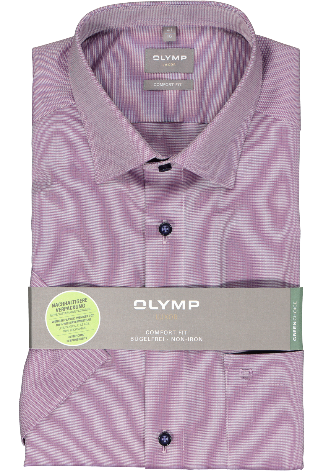 2-4066425758960_olymp-overhemd_HR OLYMP comfort fit overhemd, korte mouw, structuur, paars