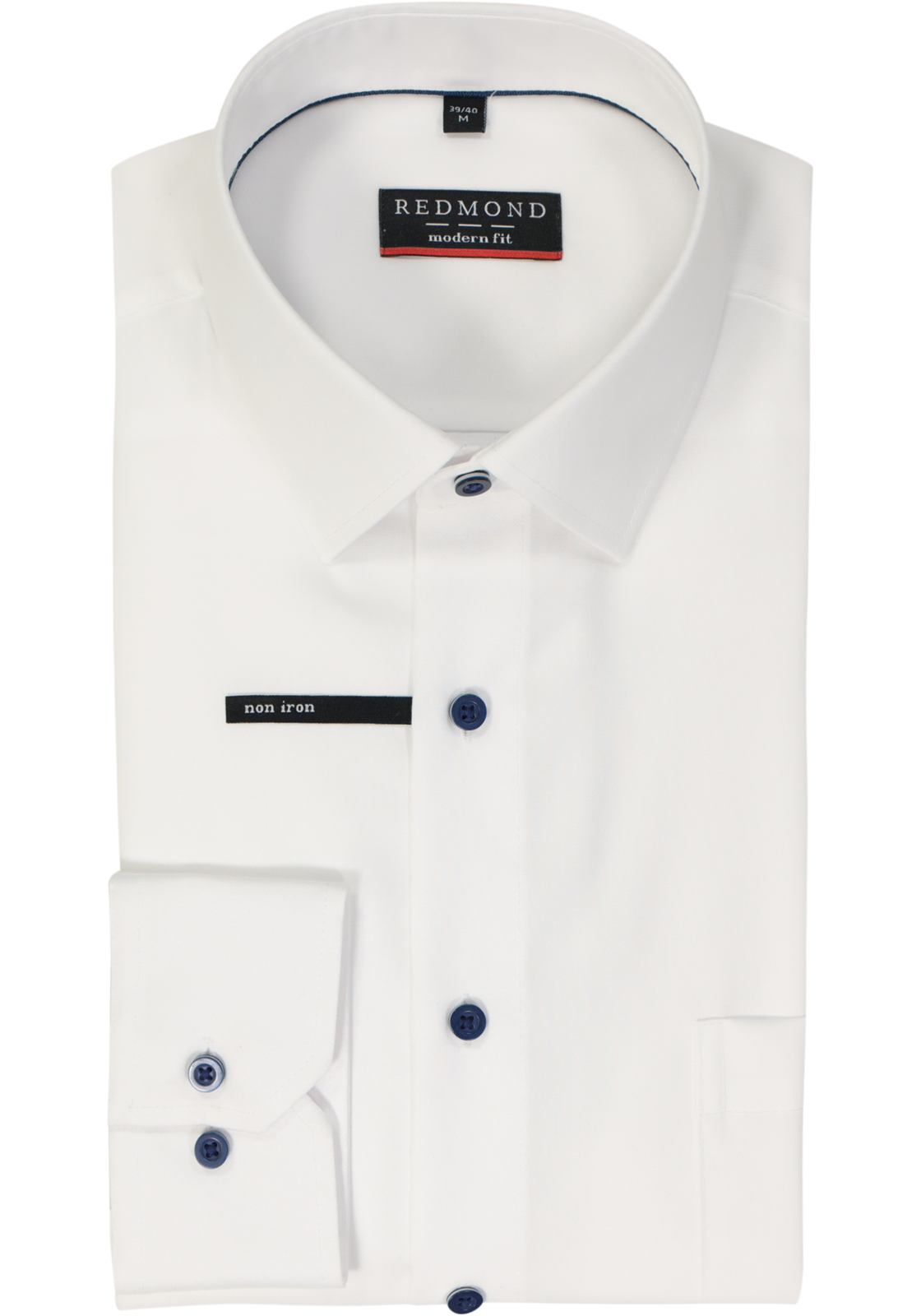 Redmond modern fit overhemd, popeline, wit Redmond modern fit overhemd, popeline, wit