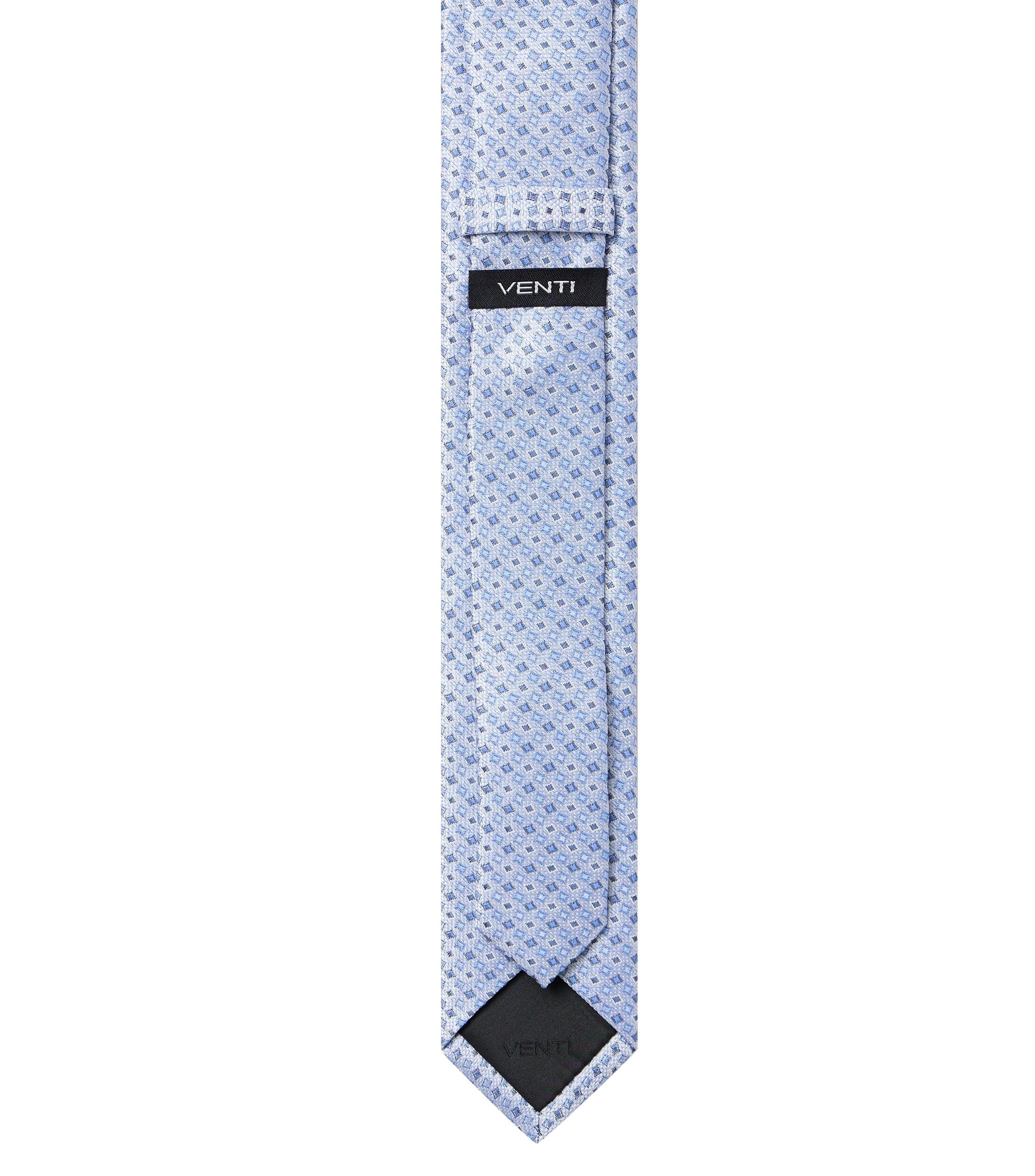 VENTI stropdas, blauw met wit en beige dessin