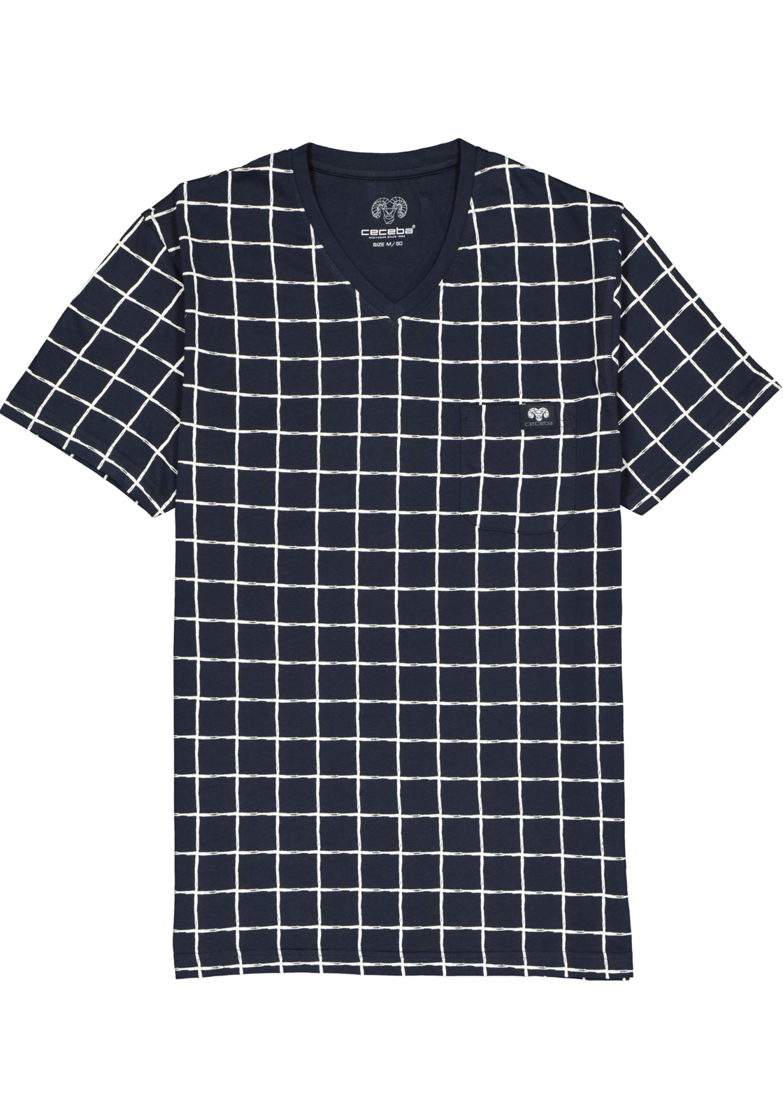 2-4059995137549_ceceba_pyjama_HR Ceceba heren shortama, donkerblauw met wit geruit